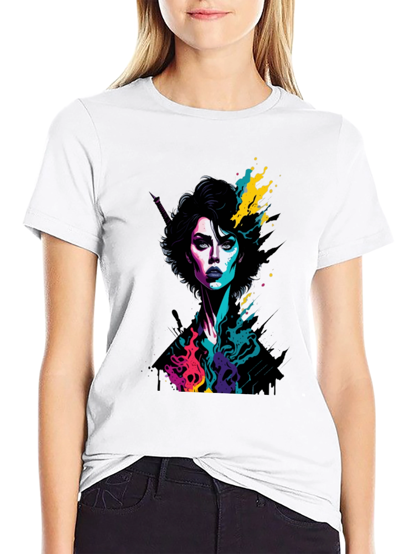 Black Vibrant Woman Graphic Tee - Bold Style! view 9