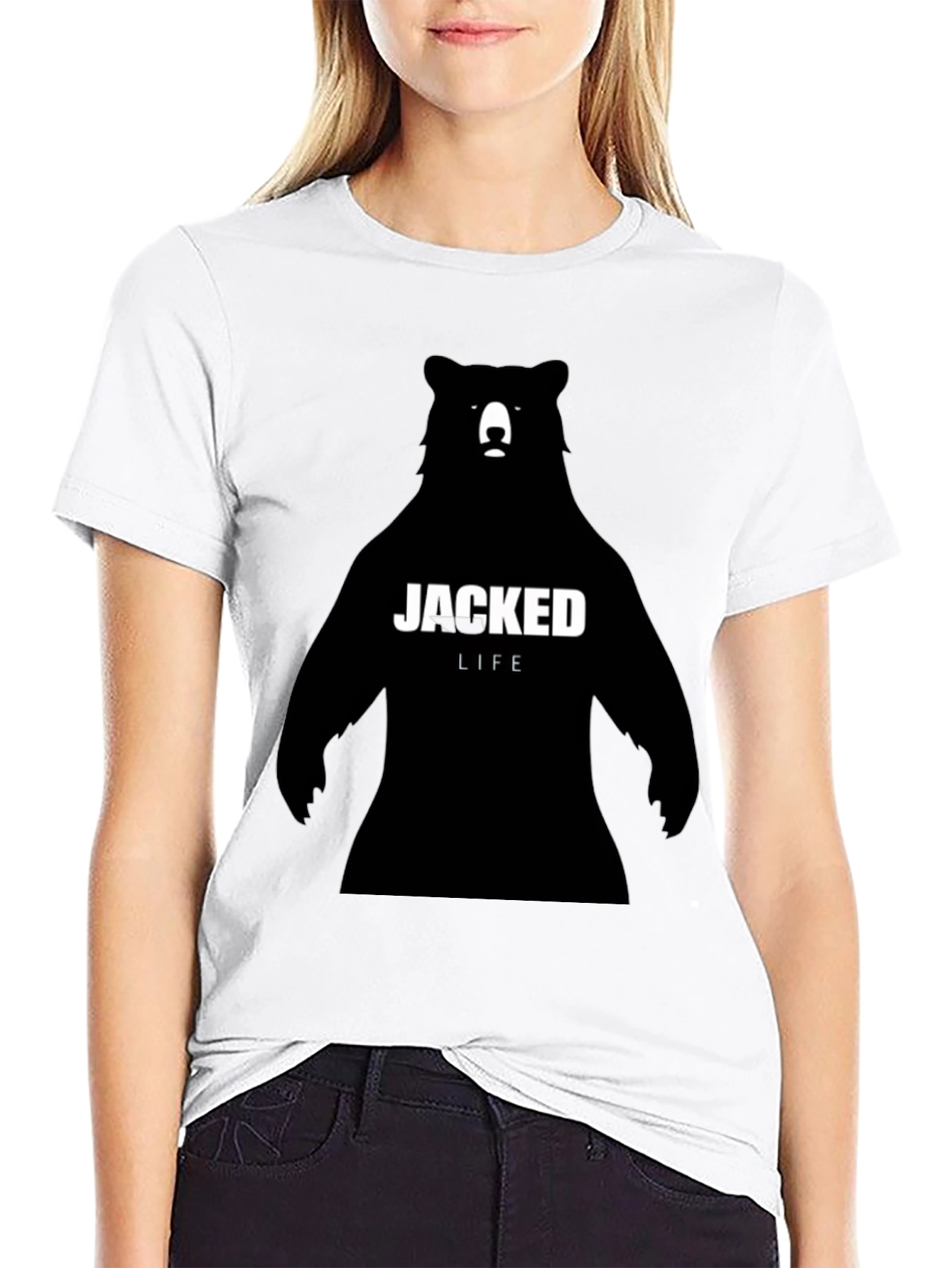 Black Jacked Life Bear Graphic T-Shirt - Black view 9