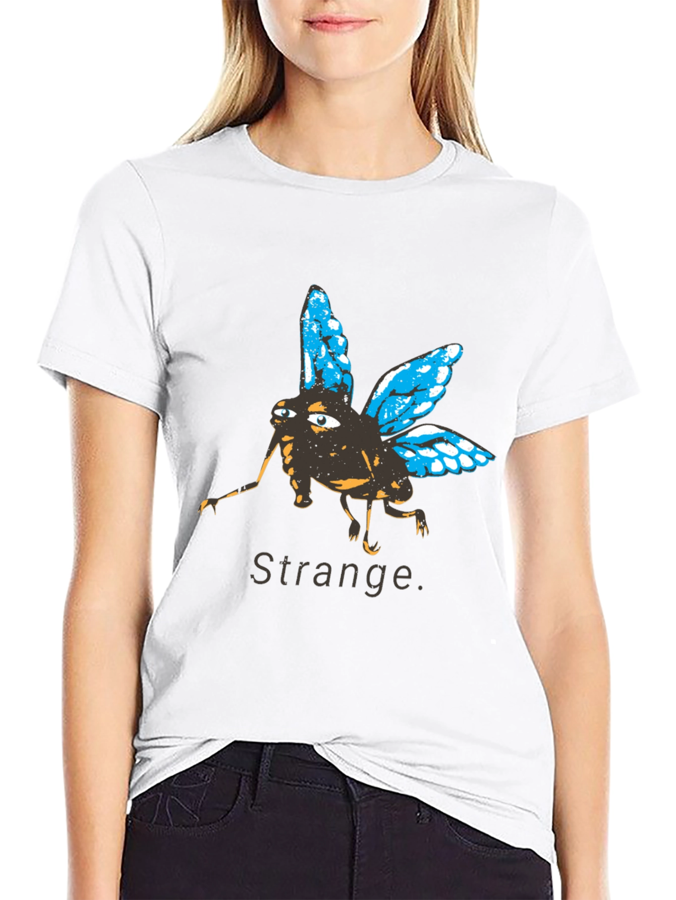 Black Strange Fly Graphic Tee - Unique Insect Print Shirt view 9