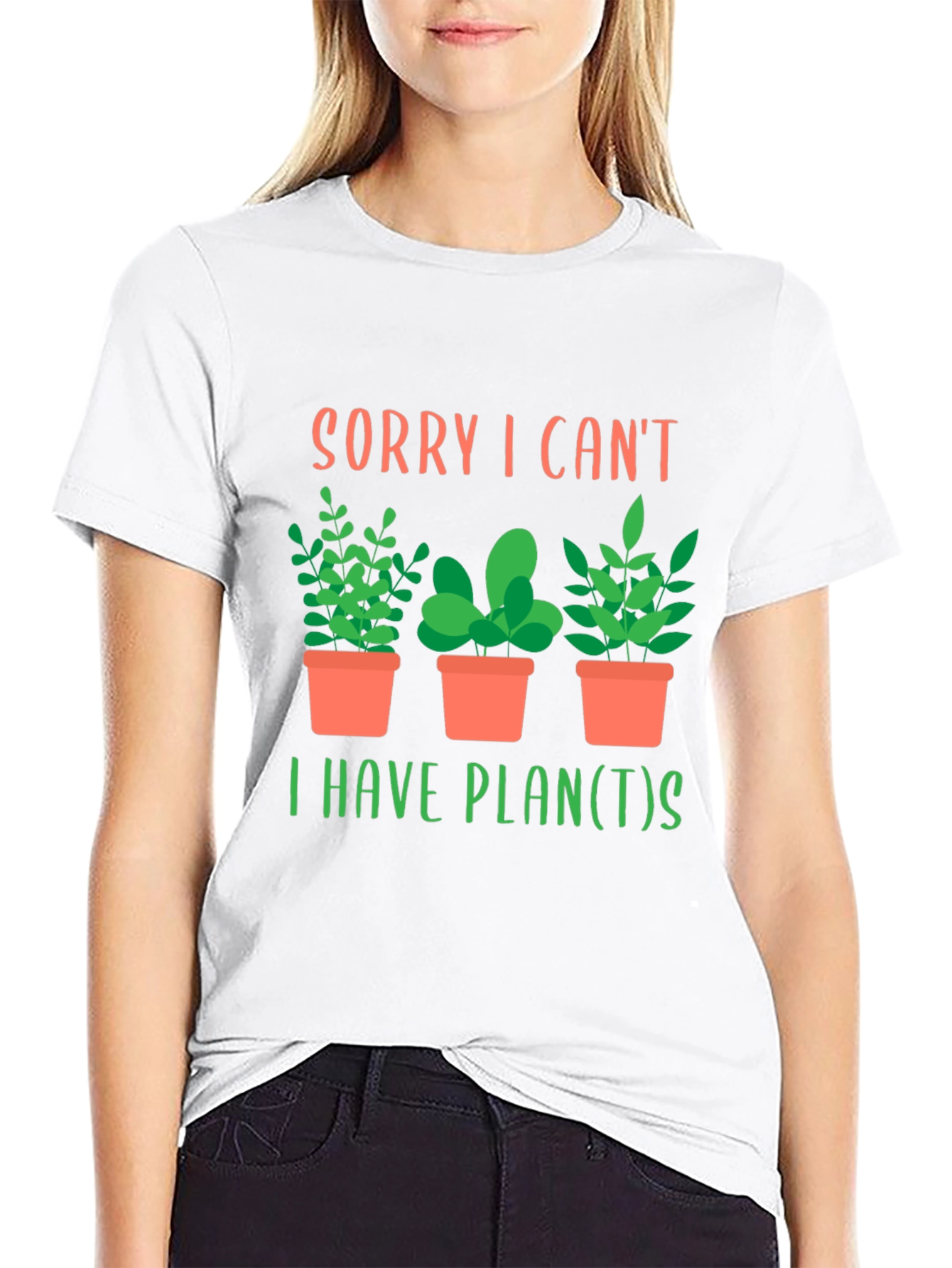 Black Sorry I Can't, I Have Plants T-Shirt view 9