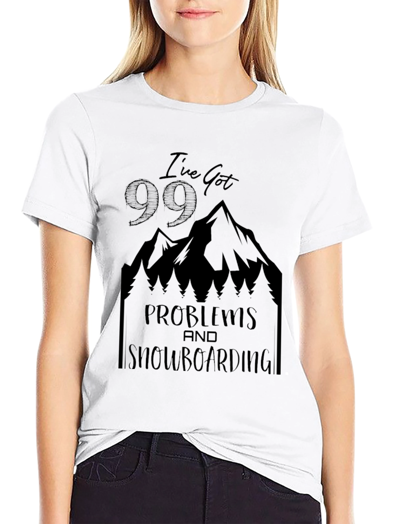 Black I've Got 99 Problems Snowboarding T-Shirt view 9