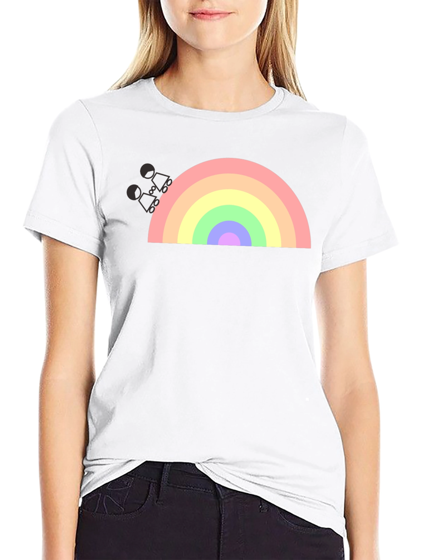 Black Rainbow Graphic T-Shirt - Black Cotton Blend view 9
