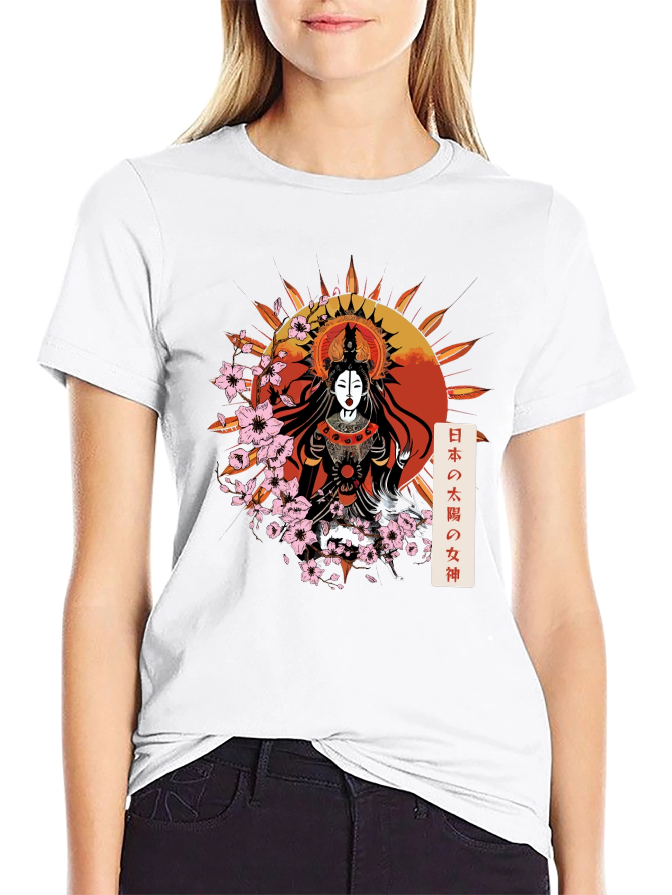 Black Japanese Goddess Graphic Tee view 9
