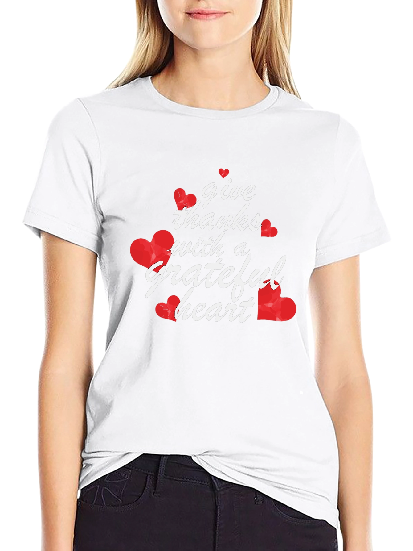 Black Grateful Heart Graphic Tee - Black Casual T-Shirt view 9