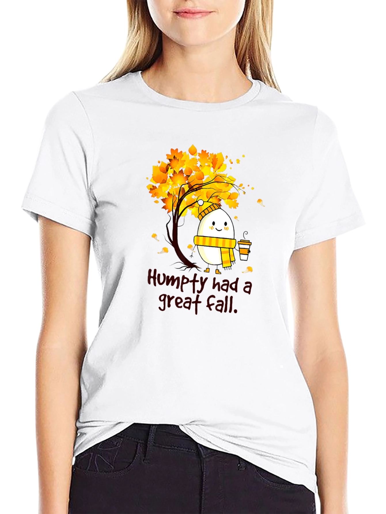 Black Humpty Great Fall Tee - Autumnal Humor Shirt view 9