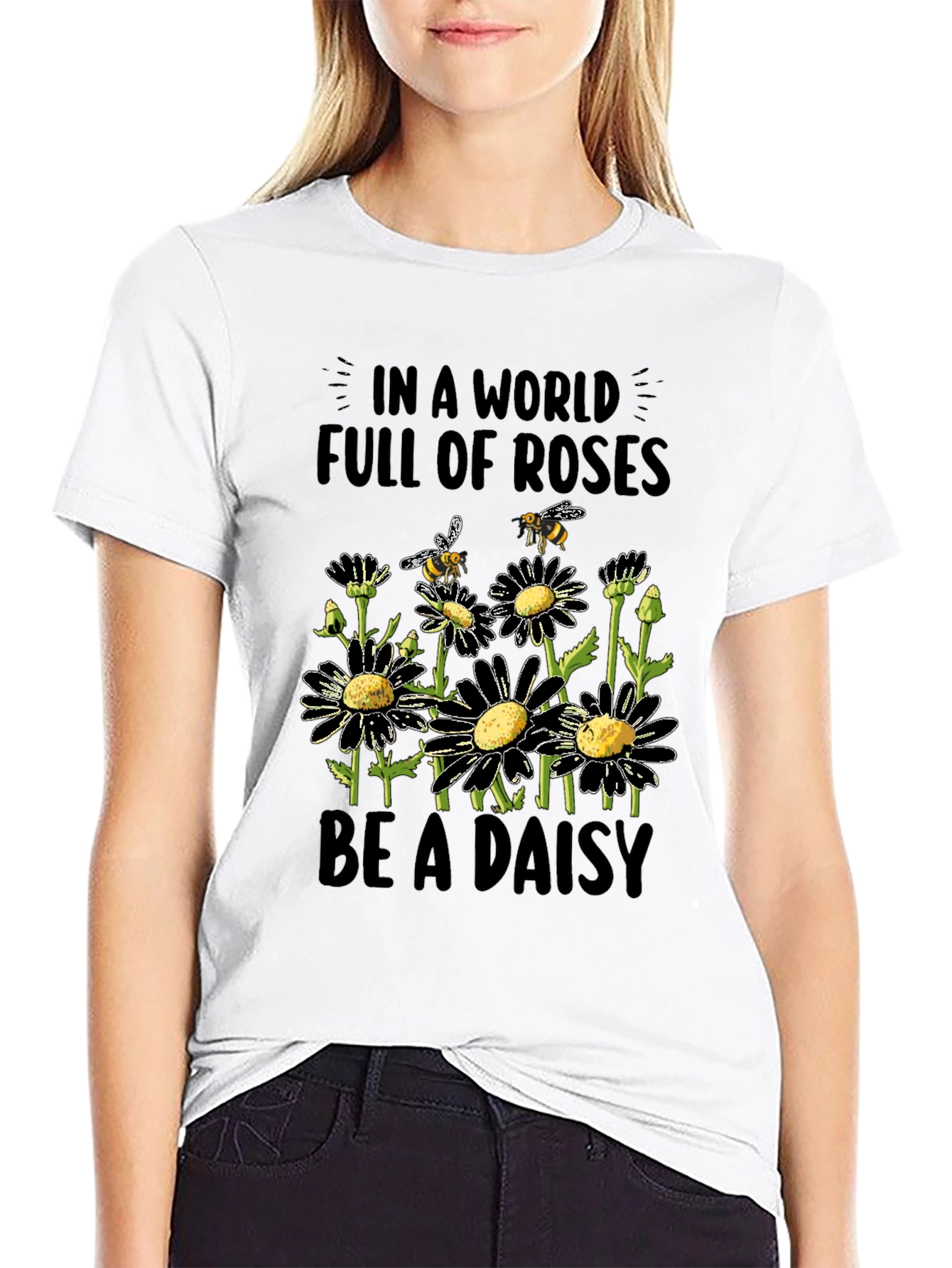 Black Daisy Bee Graphic Tee - Be a Daisy in a World of Roses view 9