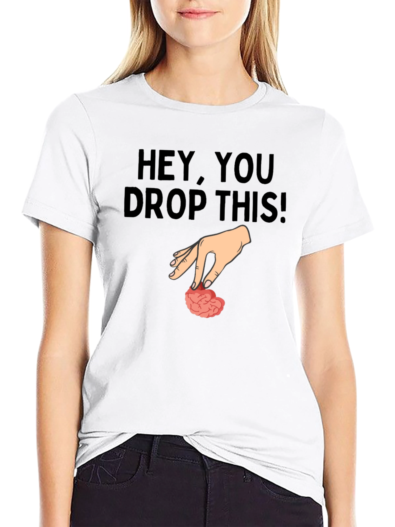 Black Hey, You Drop This! Brain Humor Graphic T-Shirt view 9