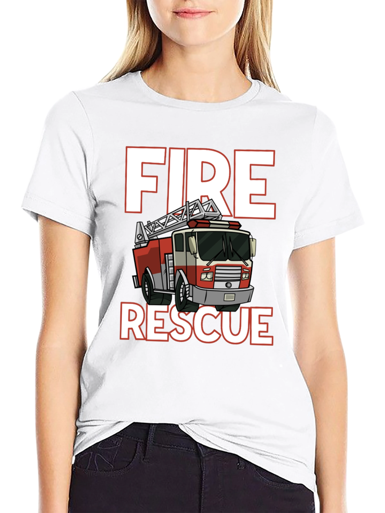 Black Fire Rescue T-Shirt - Black Cotton Tee view 9