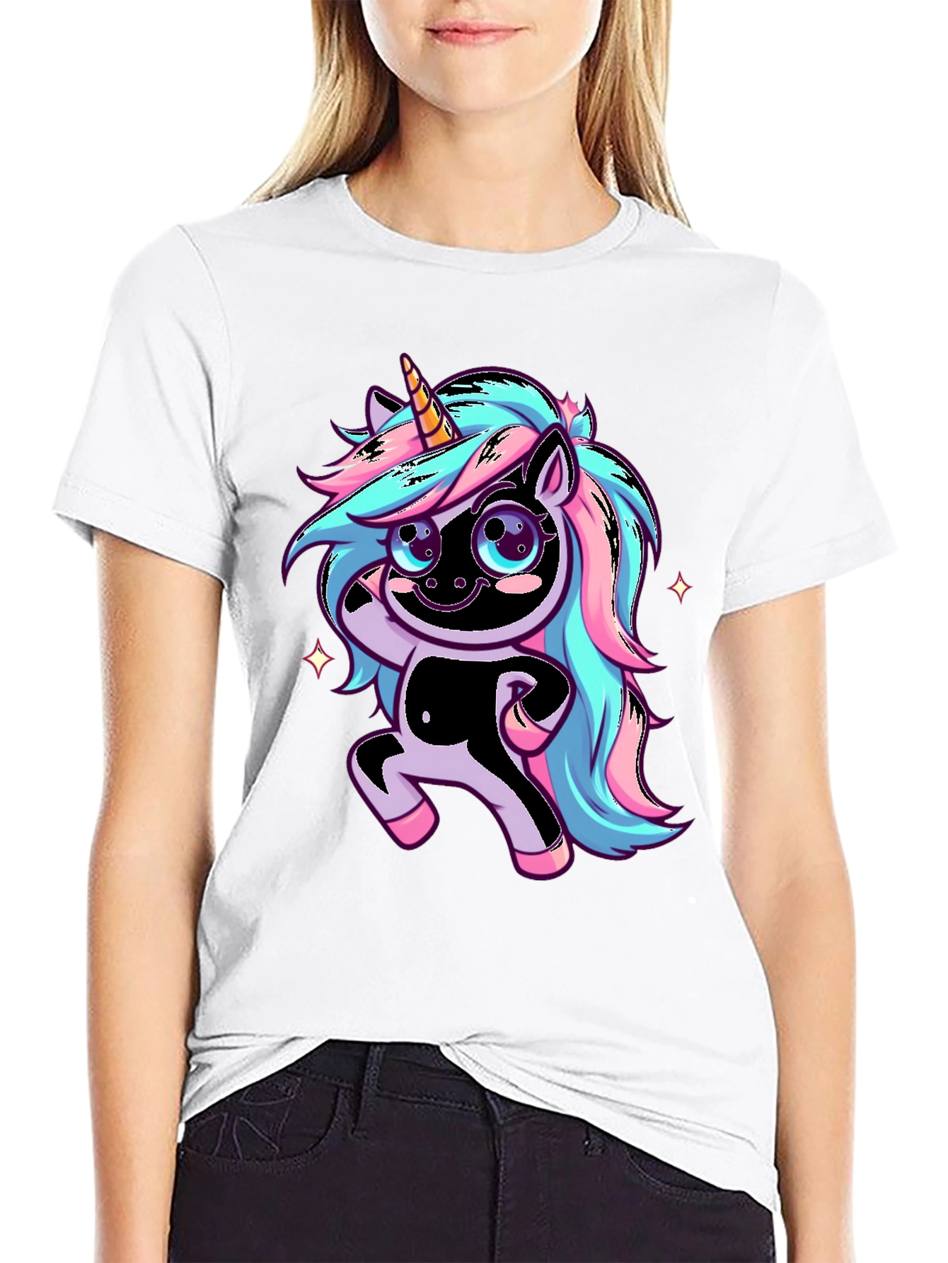 Black Unicorn Graphic Black T-Shirt view 9