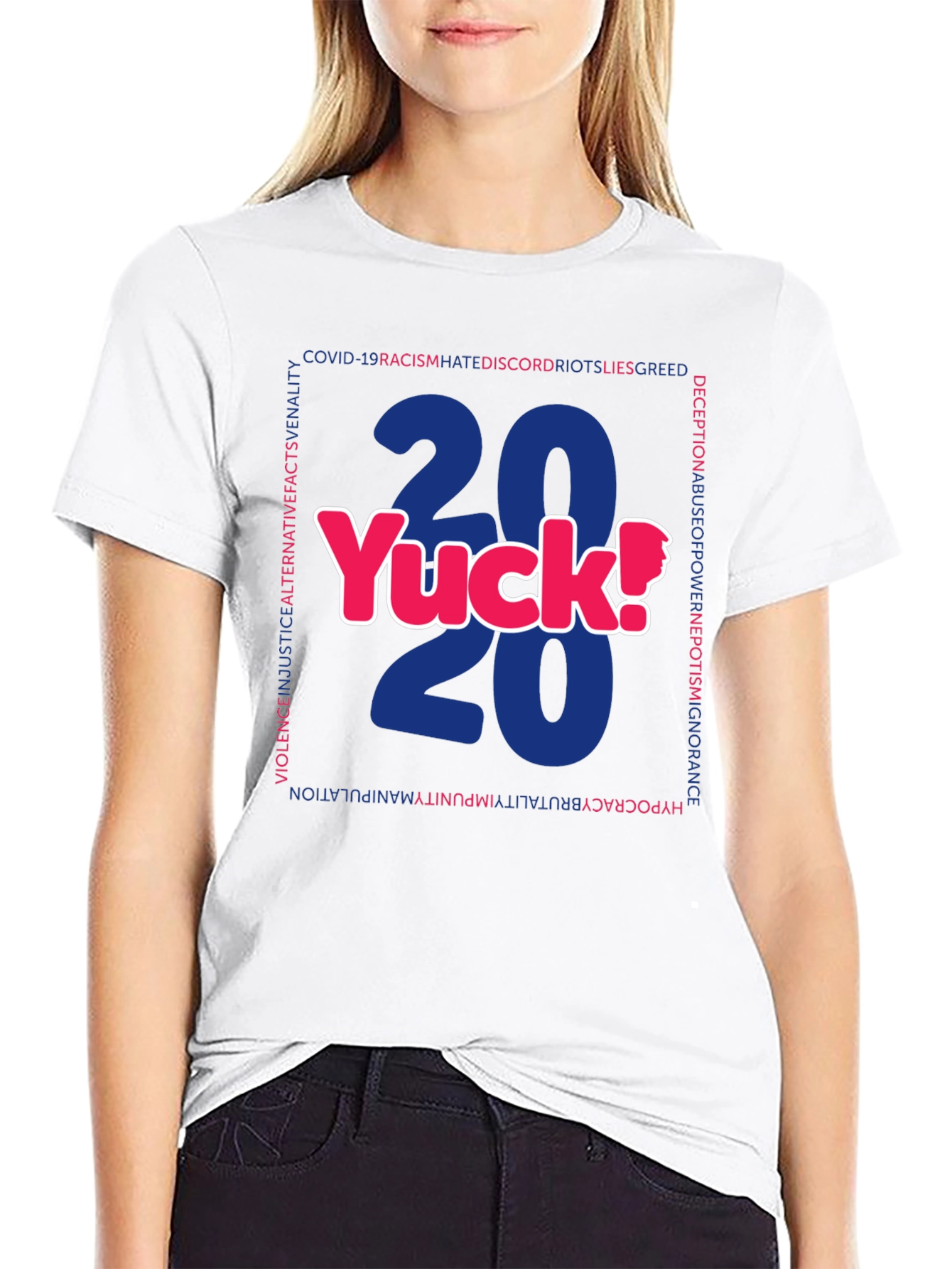 Black 2020 Yuck! Graphic Print Crew Neck T-Shirt view 9