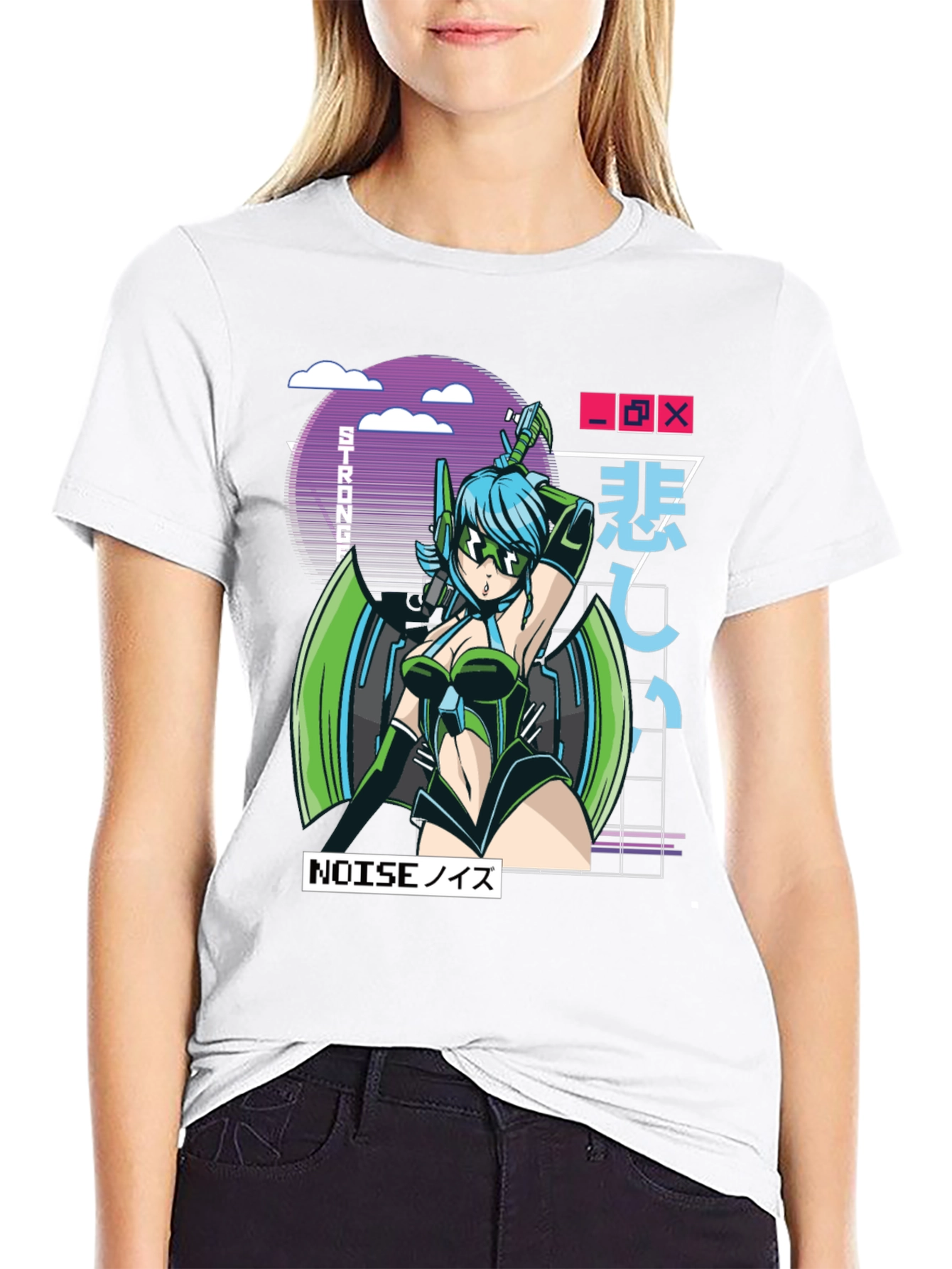 Black Anime Girl Graphic T-Shirt - Black Cotton Tee view 9