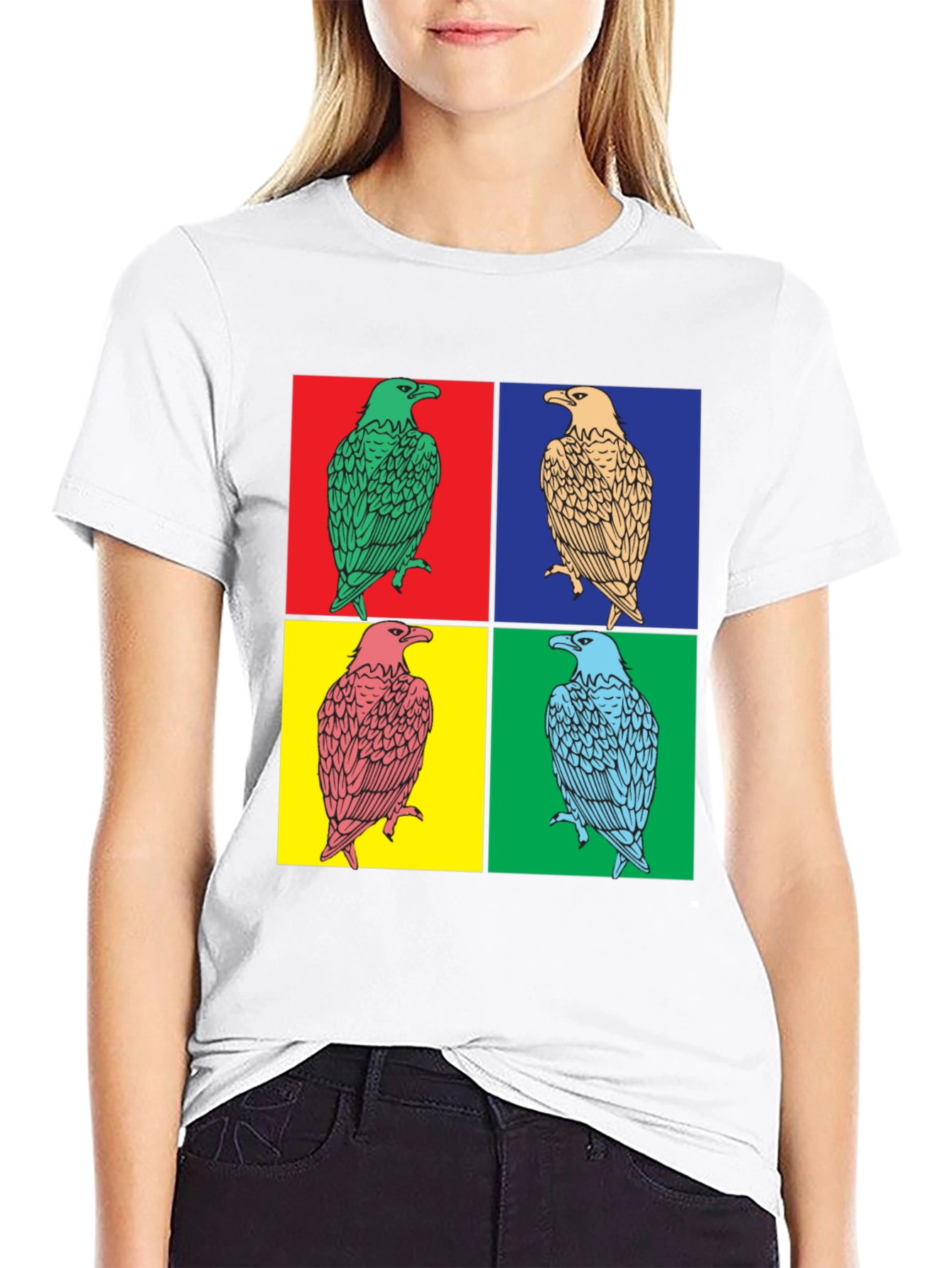 Black Pop Art Eagle Graphic Tee - Bold Style view 9