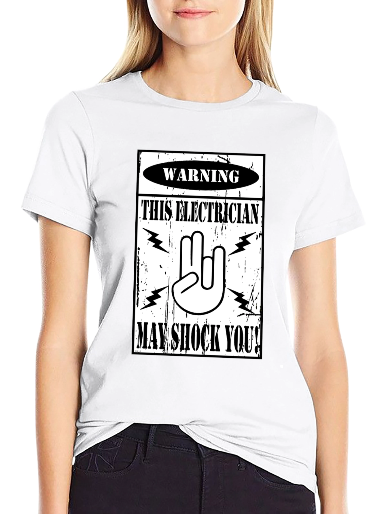 Black Electrician Warning Graphic Tee view 9