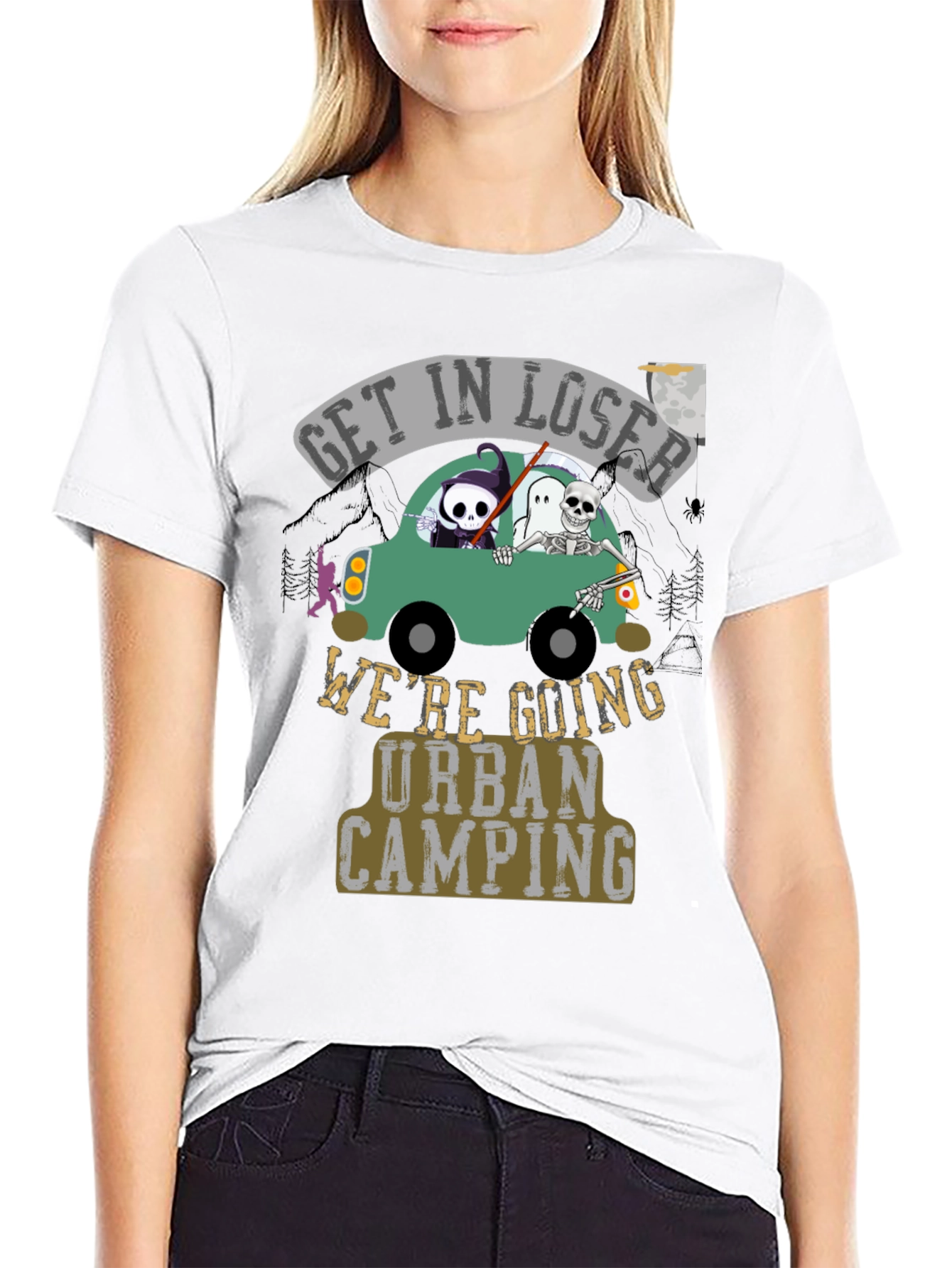 Black Urban Camping Graphic T-Shirt view 9