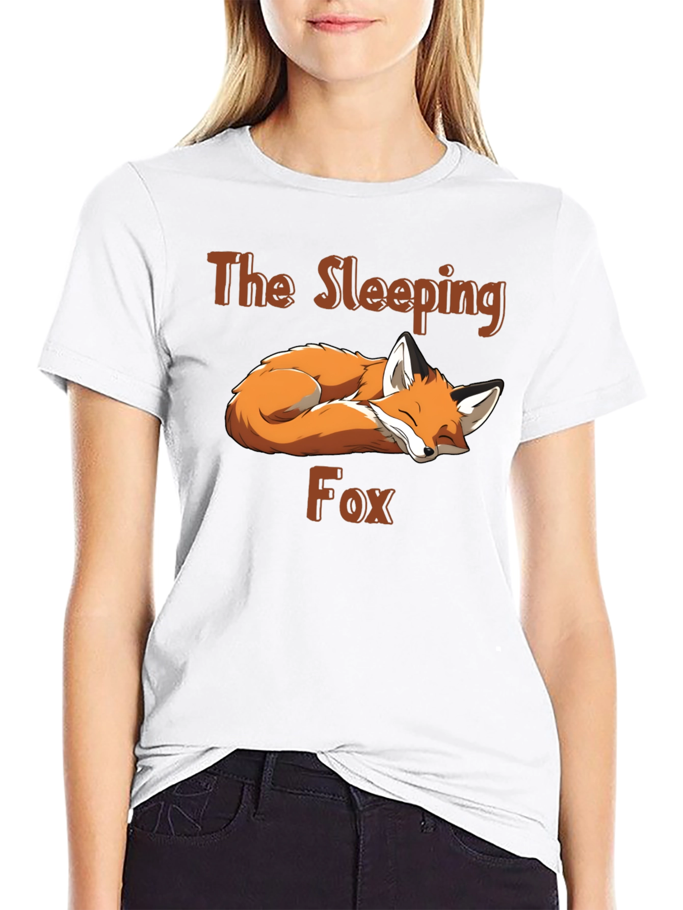 Black Sleeping Fox Graphic Tee - Black view 9