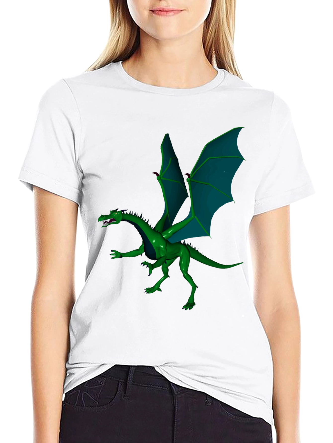 Black Green Dragon Graphic Tee view 9
