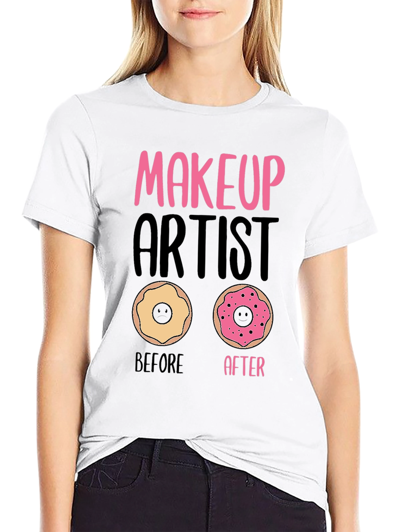 Black Makeup Artist Donut T-Shirt Funny Graphic Tee view 9