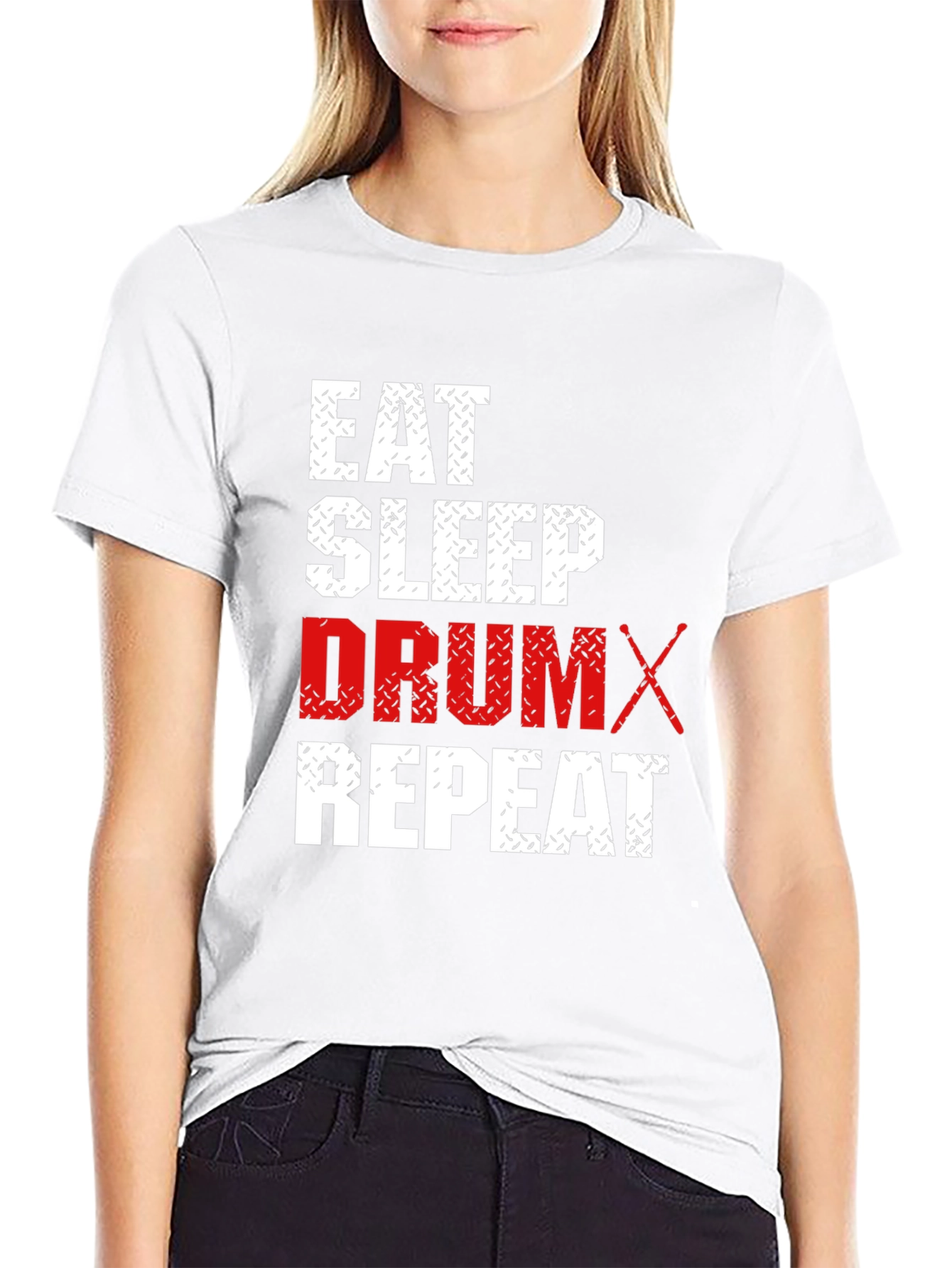 Black Eat Sleep Drum Repeat Black T-Shirt view 9