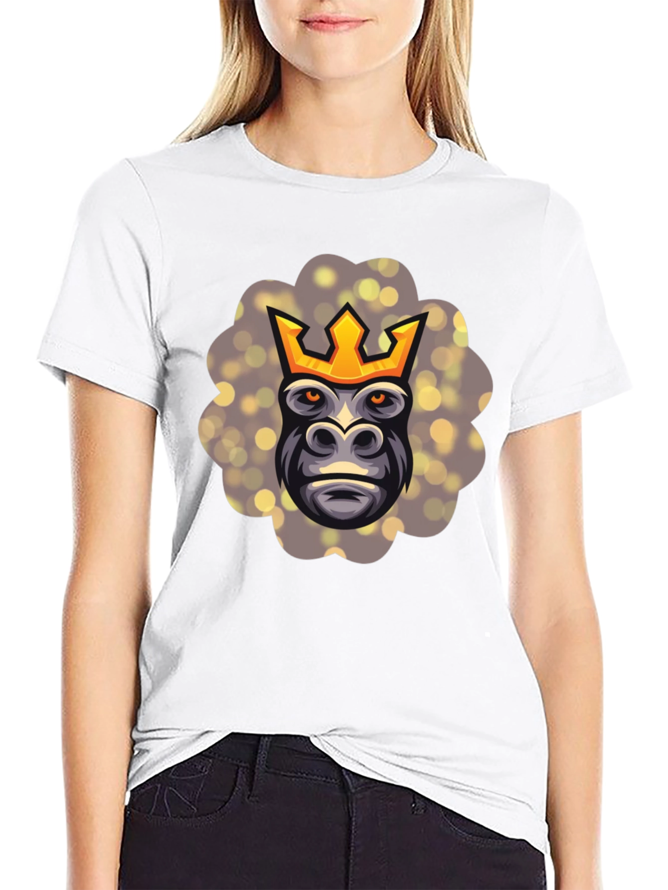 Black King Kong T-Shirt - Gorilla with Crown Graphic Tee view 9