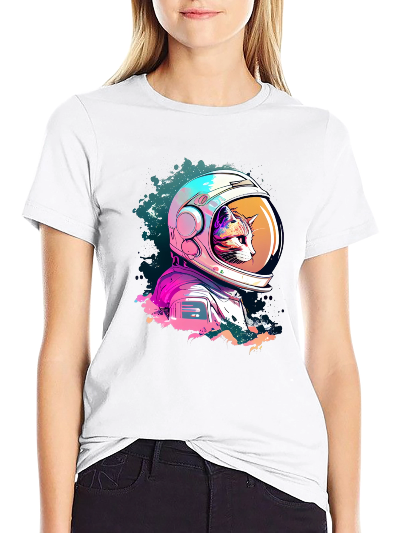 Black Cat Astronaut Graphic Tee - Space Adventure view 9
