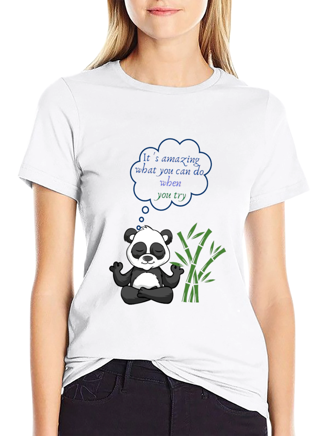 Black Meditating Panda Graphic Tee view 9
