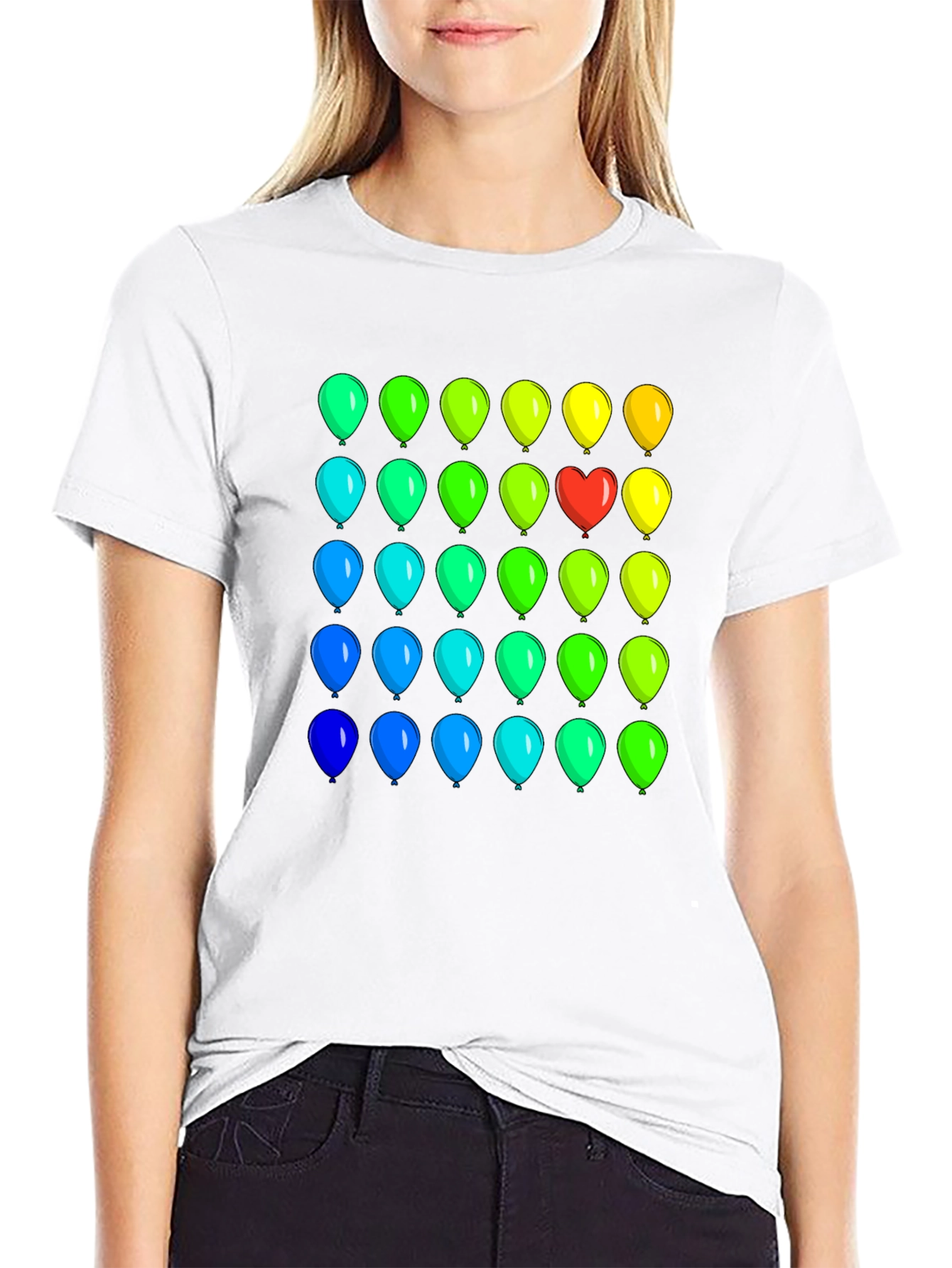 Black Rainbow Balloon Heart Tee view 9
