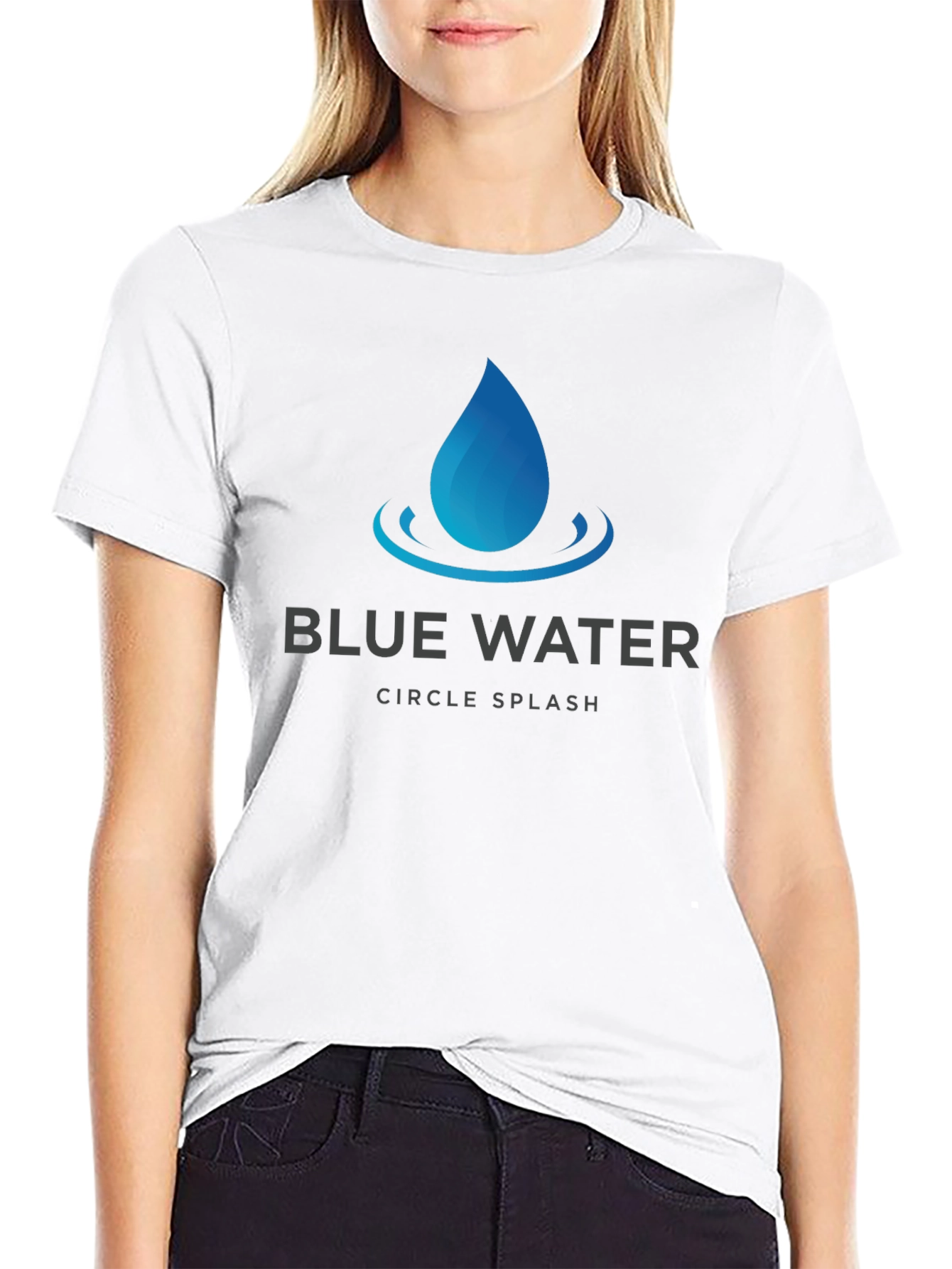 Black Blue Water Circle Splash Graphic T-Shirt - Soft Cotton view 9