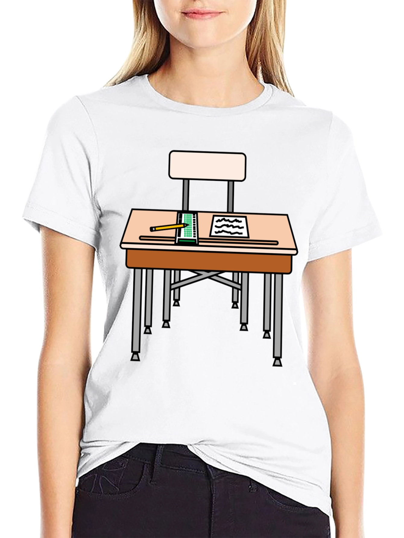 Black Student Desk Graphic T-Shirt - Back to School Style view 9
