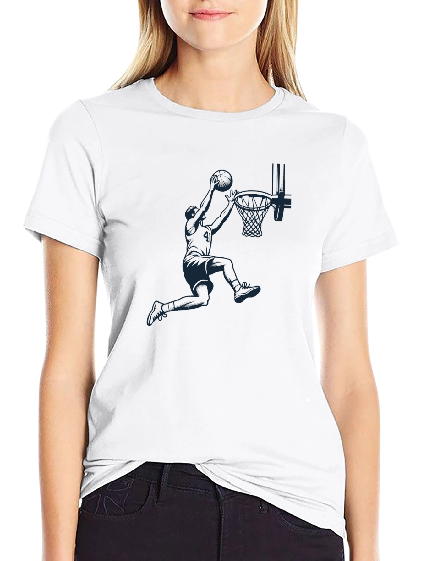 Black Basketball Dunk Graphic Tee - Black Cotton view 9