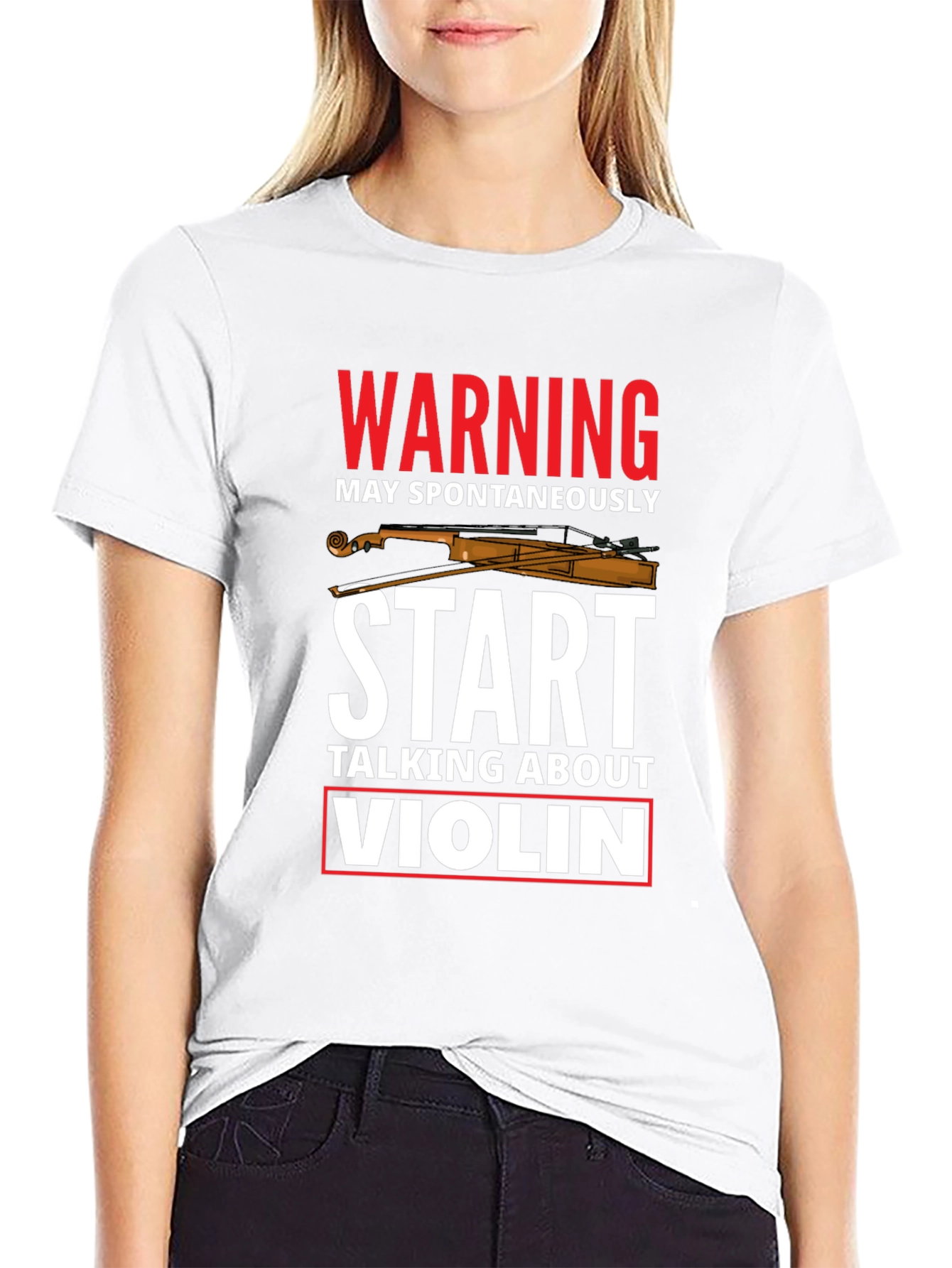Black Warning May Spontaneously Talk About Violin T-Shirt view 9