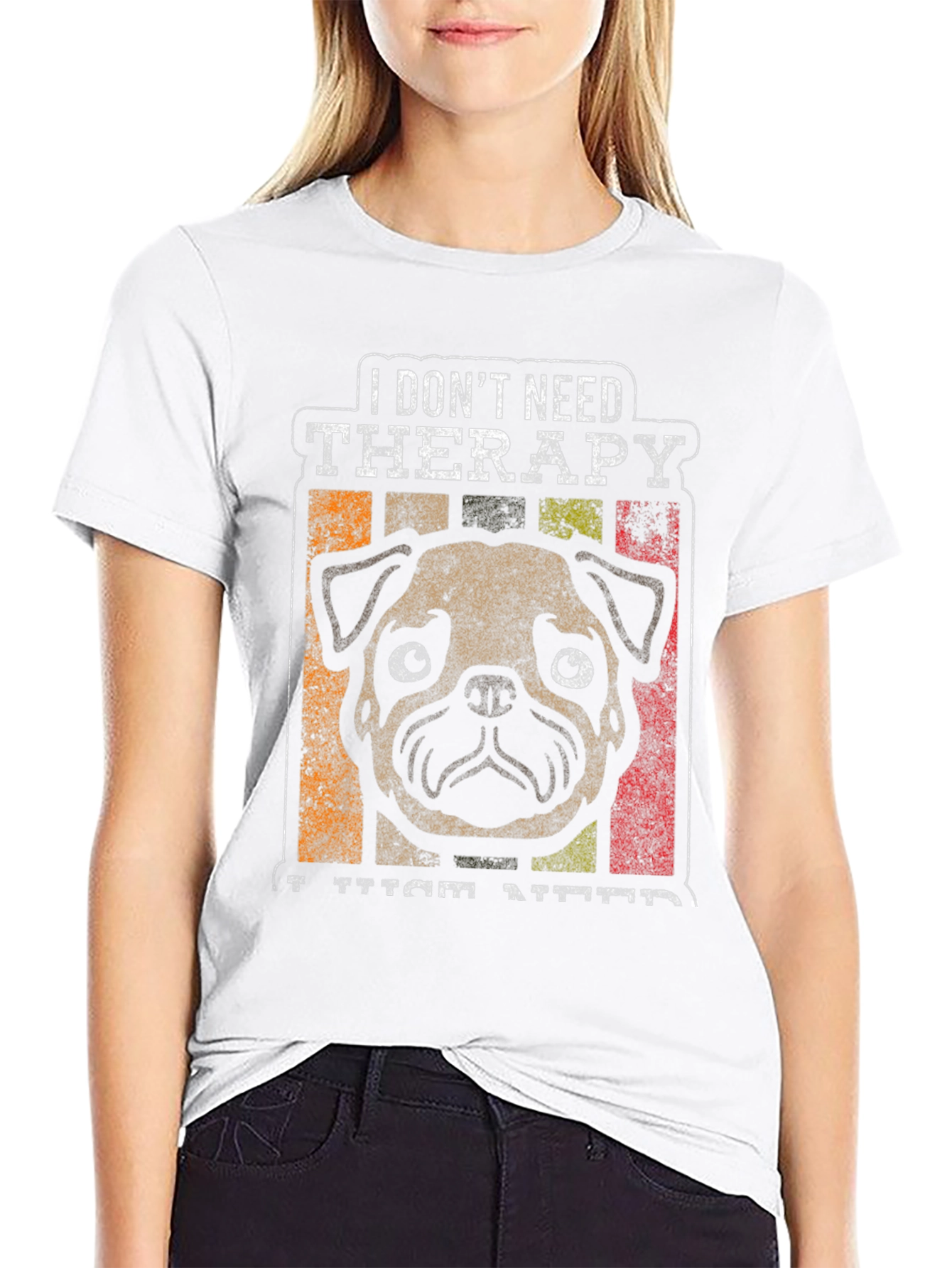 Black Pug Therapy Graphic T-Shirt view 9