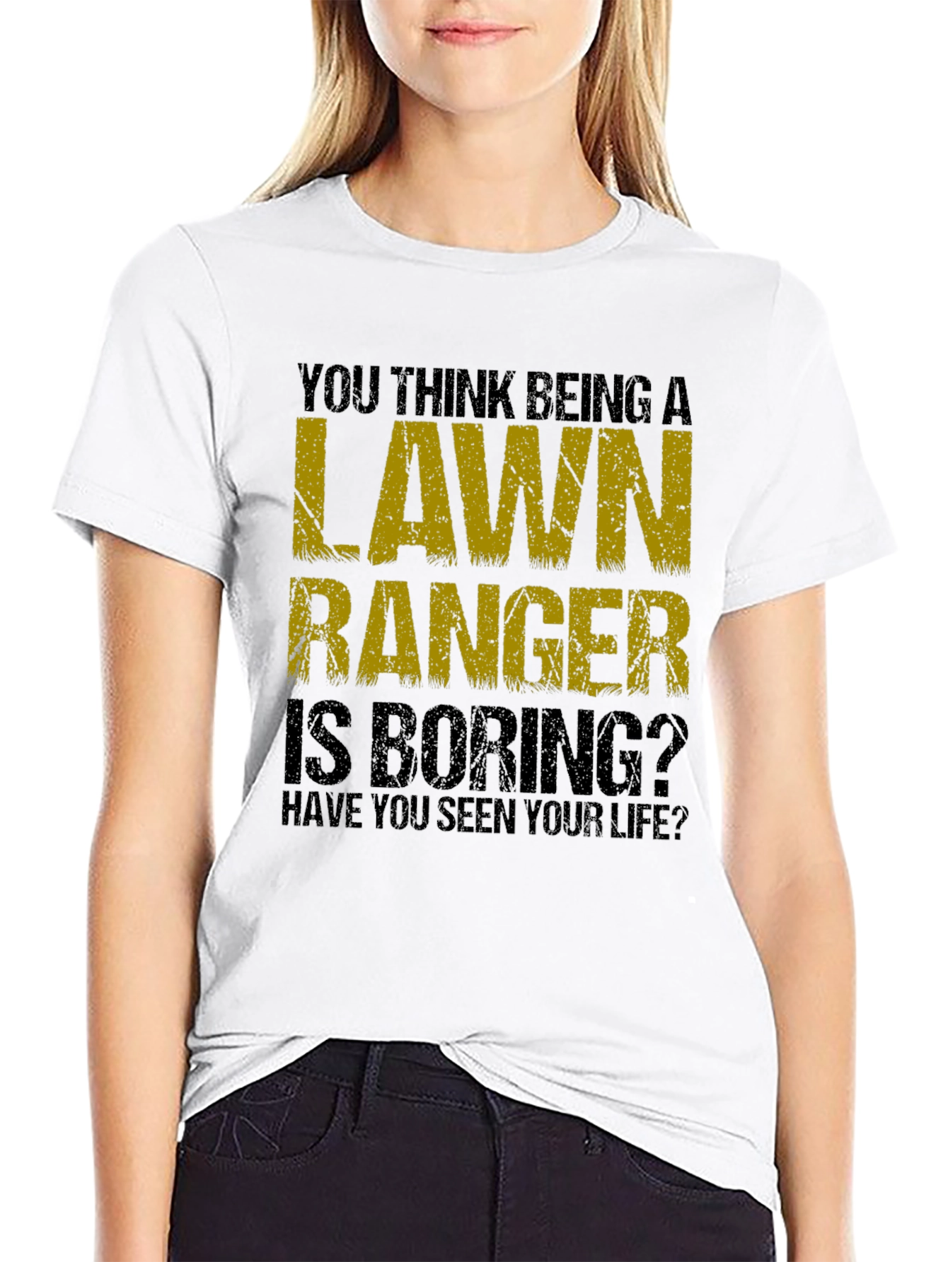 Black Funny Lawn Ranger Graphic T-Shirt view 9