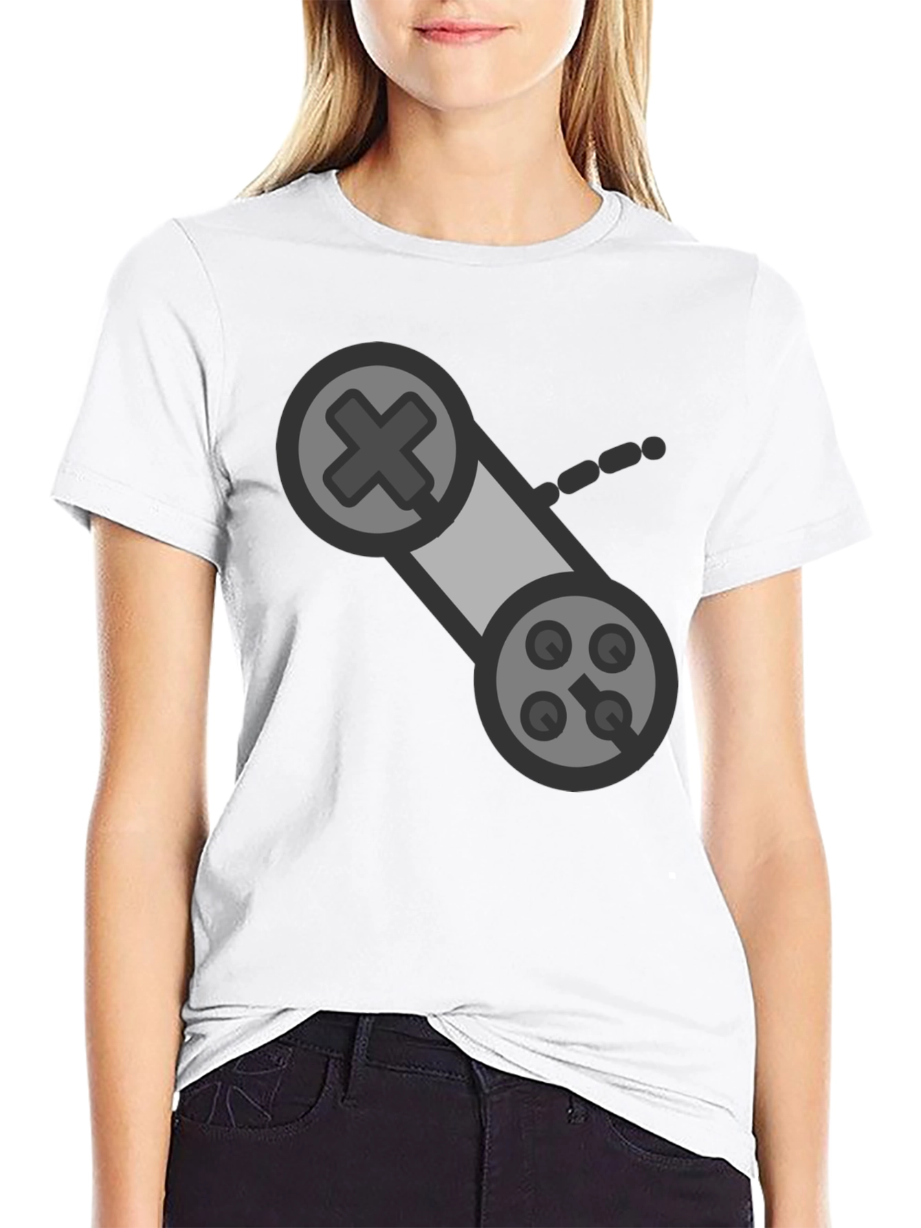 Black Retro Gaming Controller Black T-Shirt view 9