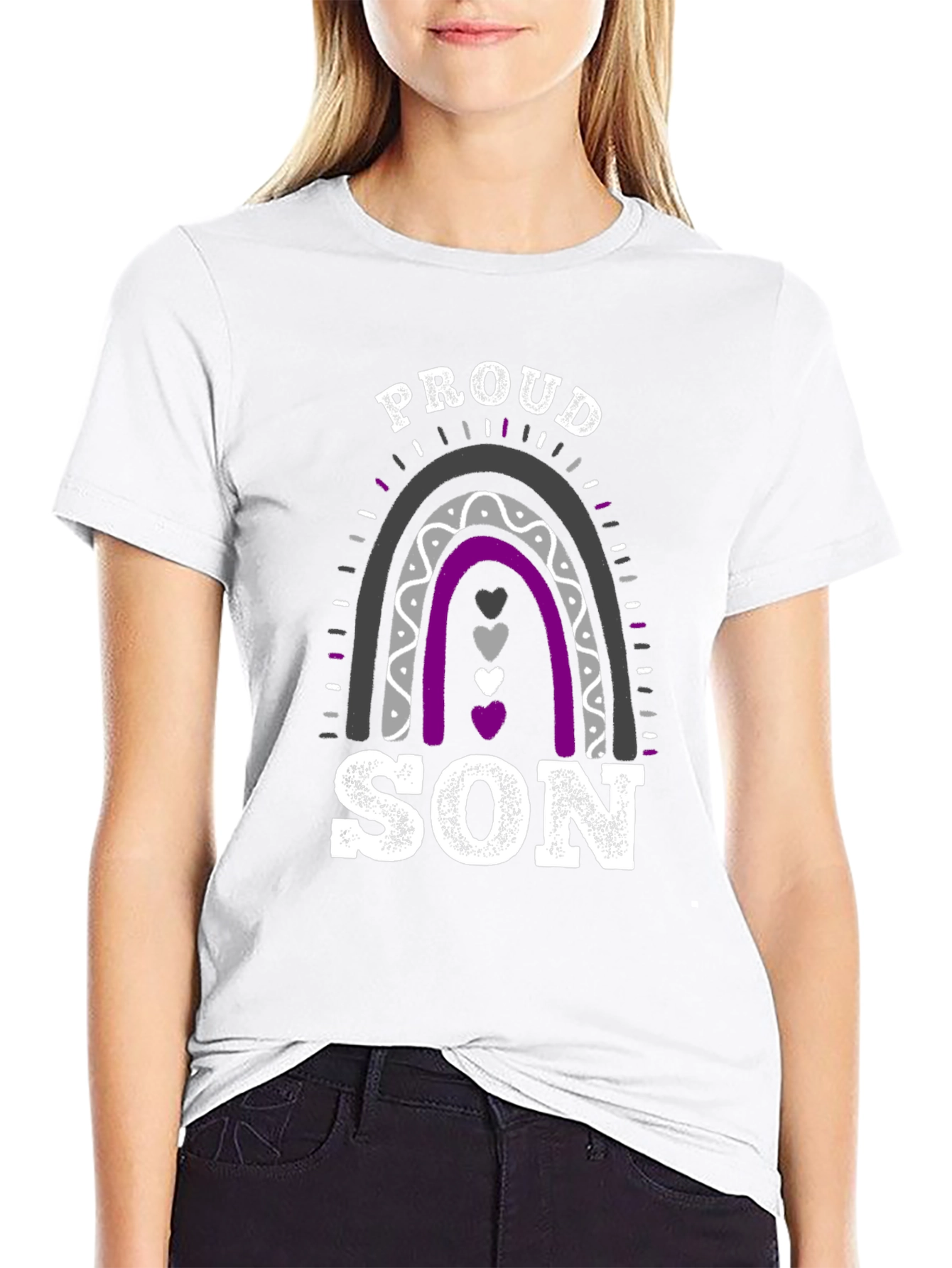 Black Proud Son Asexual Pride T-Shirt view 9