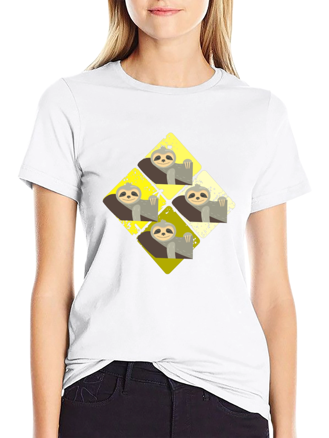 Black Sloth Diamond T-Shirt - Relaxed Style view 9