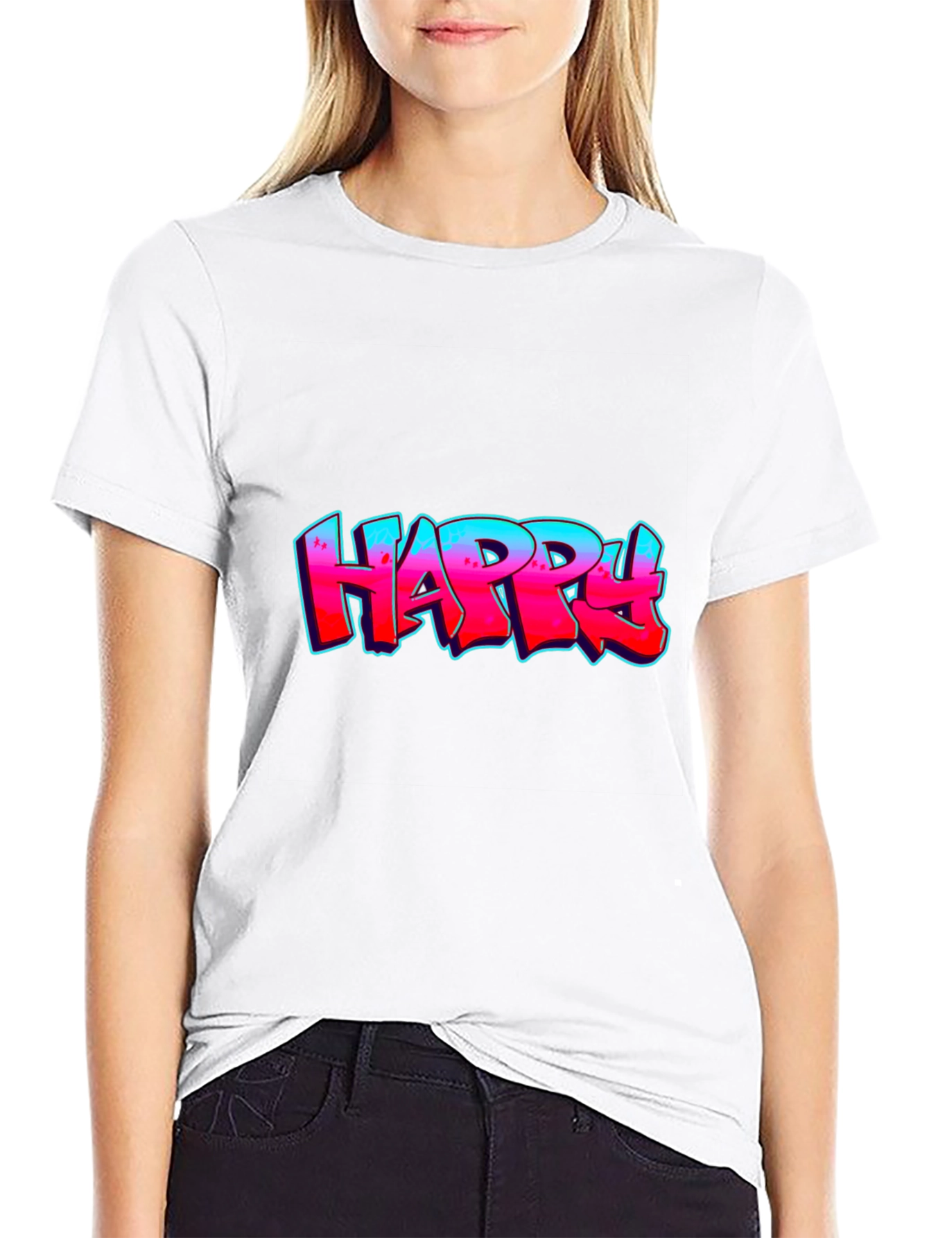 Black Happy Graffiti T-Shirt - Bold Graphic Tee view 9