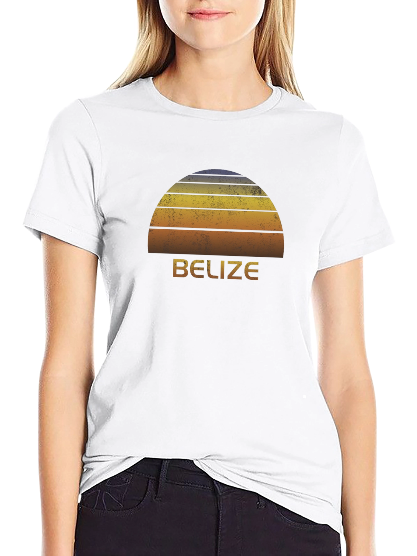 Black Belize Sunset Graphic Tee - Retro Style T-Shirt view 9