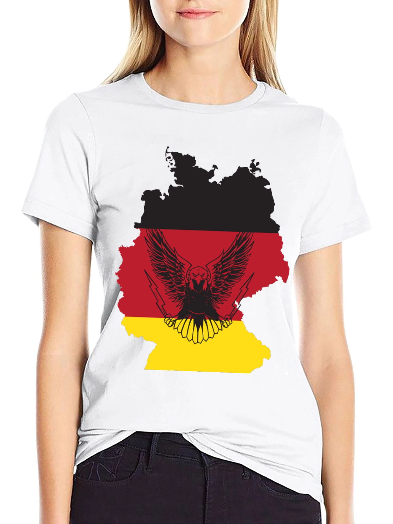 Black German Flag Eagle Graphic T-Shirt view 9