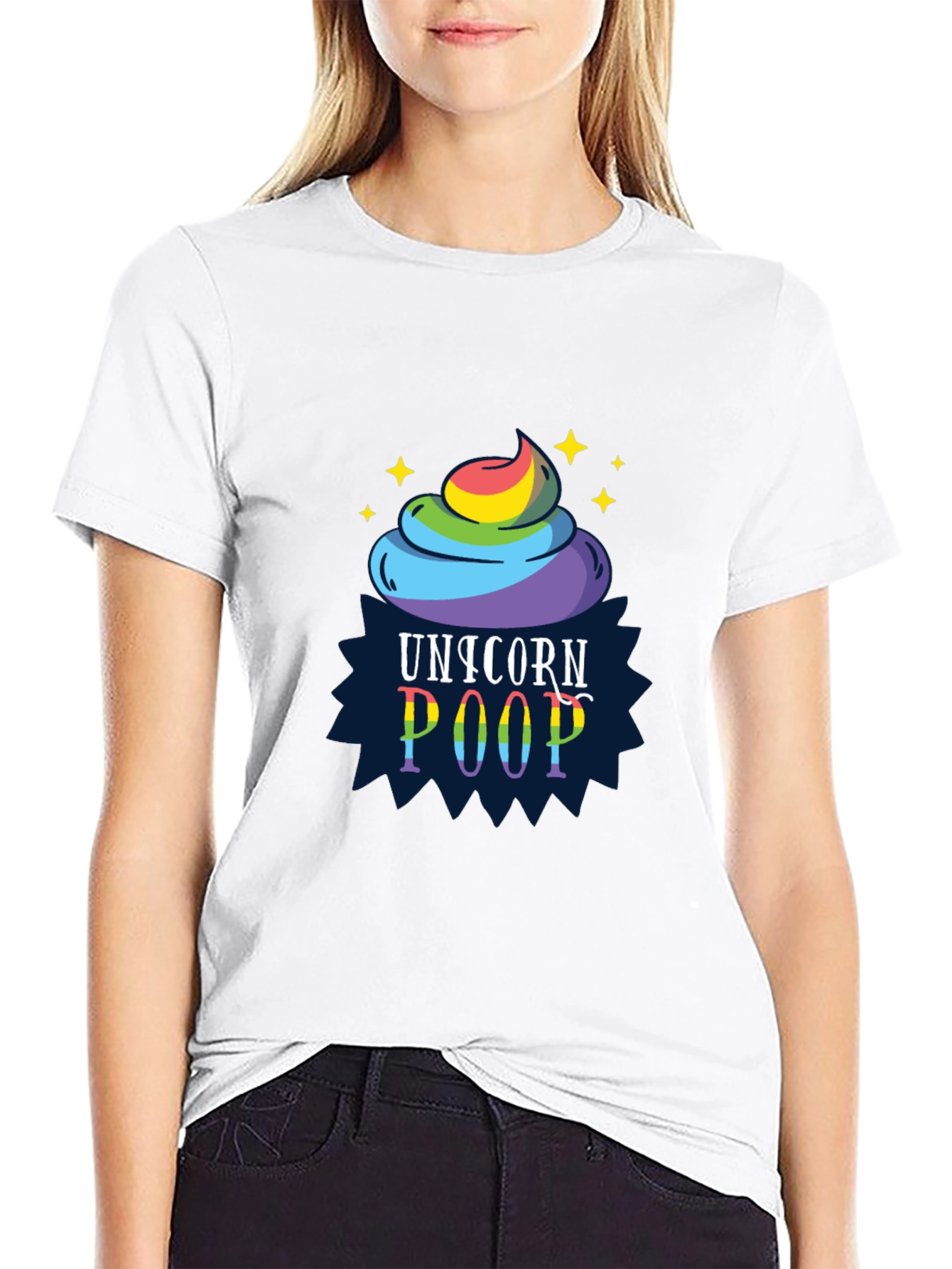 Black Unicorn Poop Graphic Tee - Funny Rainbow Shirt view 9