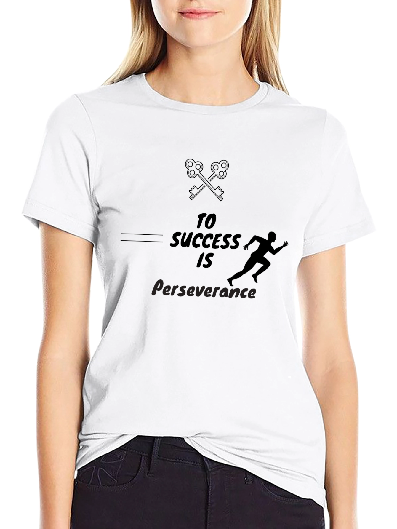 Black Perseverance Success Graphic Tee - Black Cotton Blend view 9