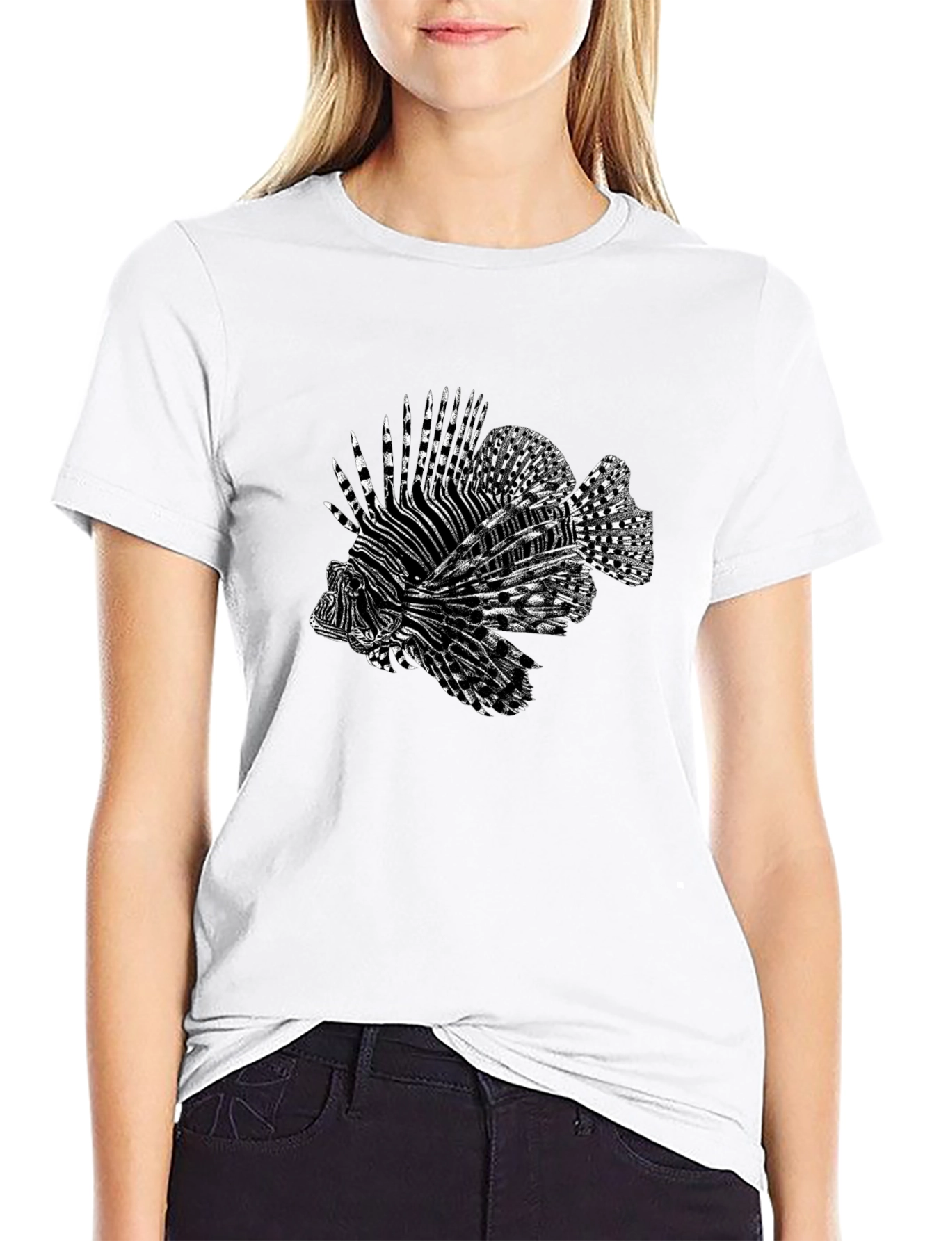 Black Lionfish Graphic Tee - Cool Black T-Shirt view 9