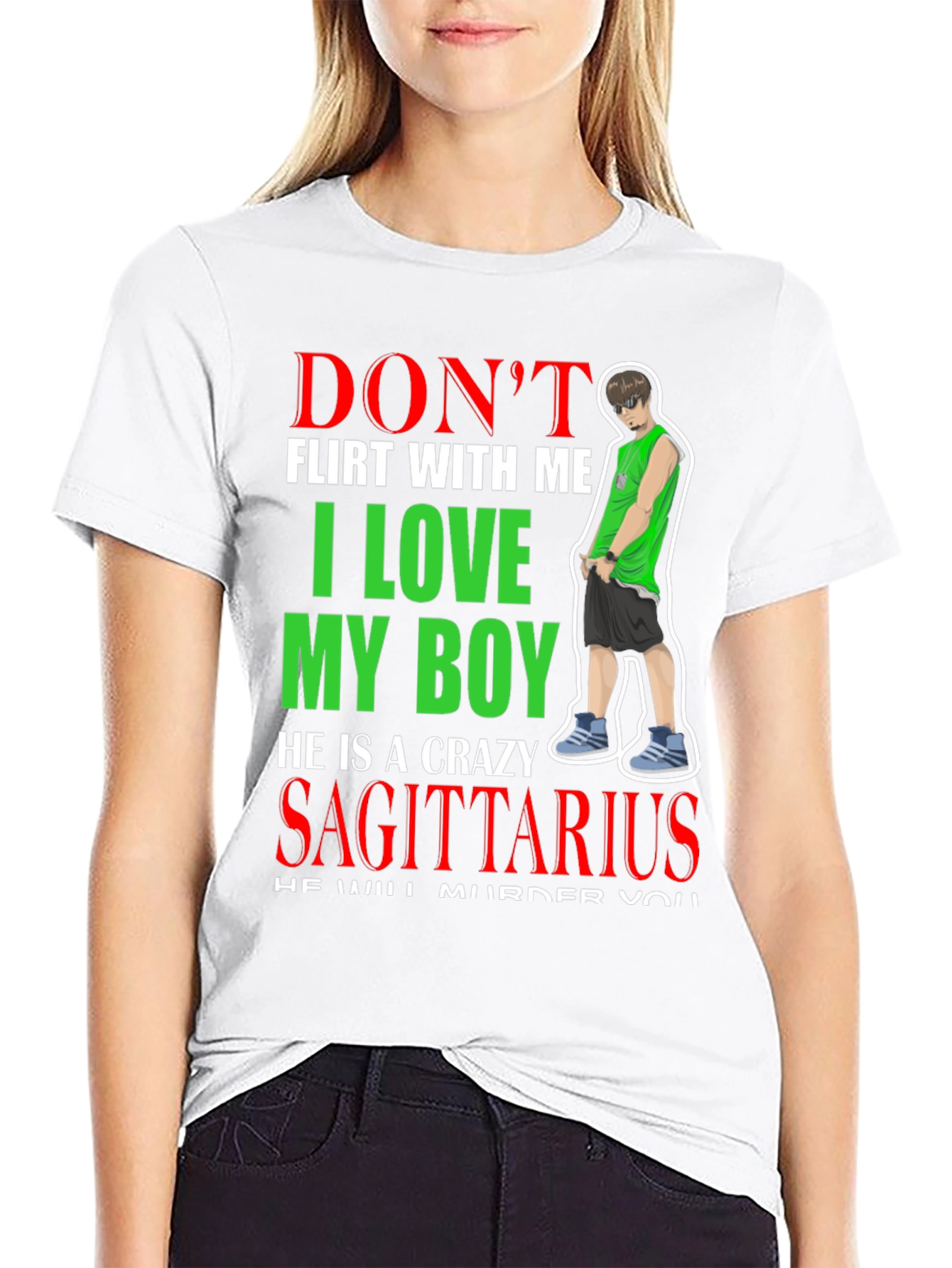 Black Don't Flirt With Me Crazy Sagittarius Boy T-Shirt view 9