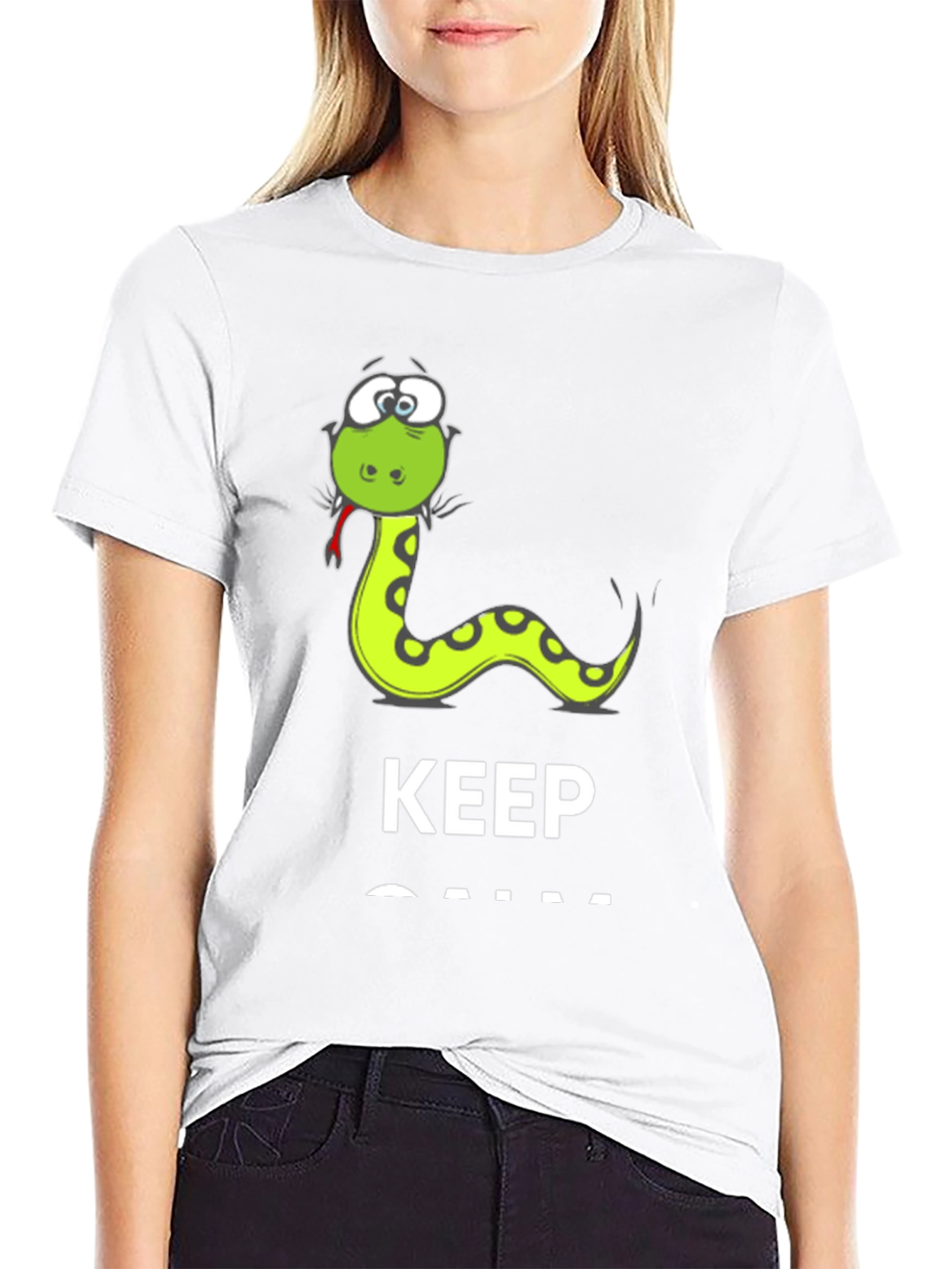 Black Funny Snake Keep Calm Men's T-Shirt view 9