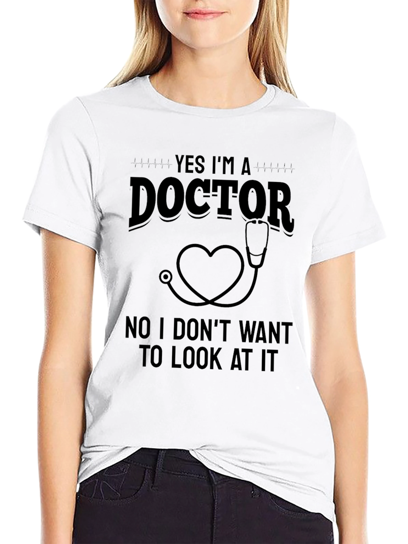 Black Funny Doctor Heart Stethoscope T-Shirt view 9