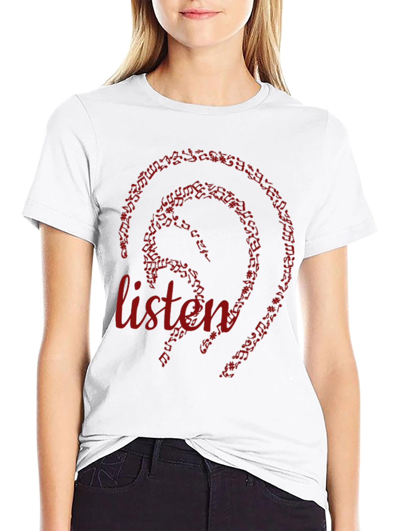 Black Musical Ear Listen Graphic Tee - Black view 9