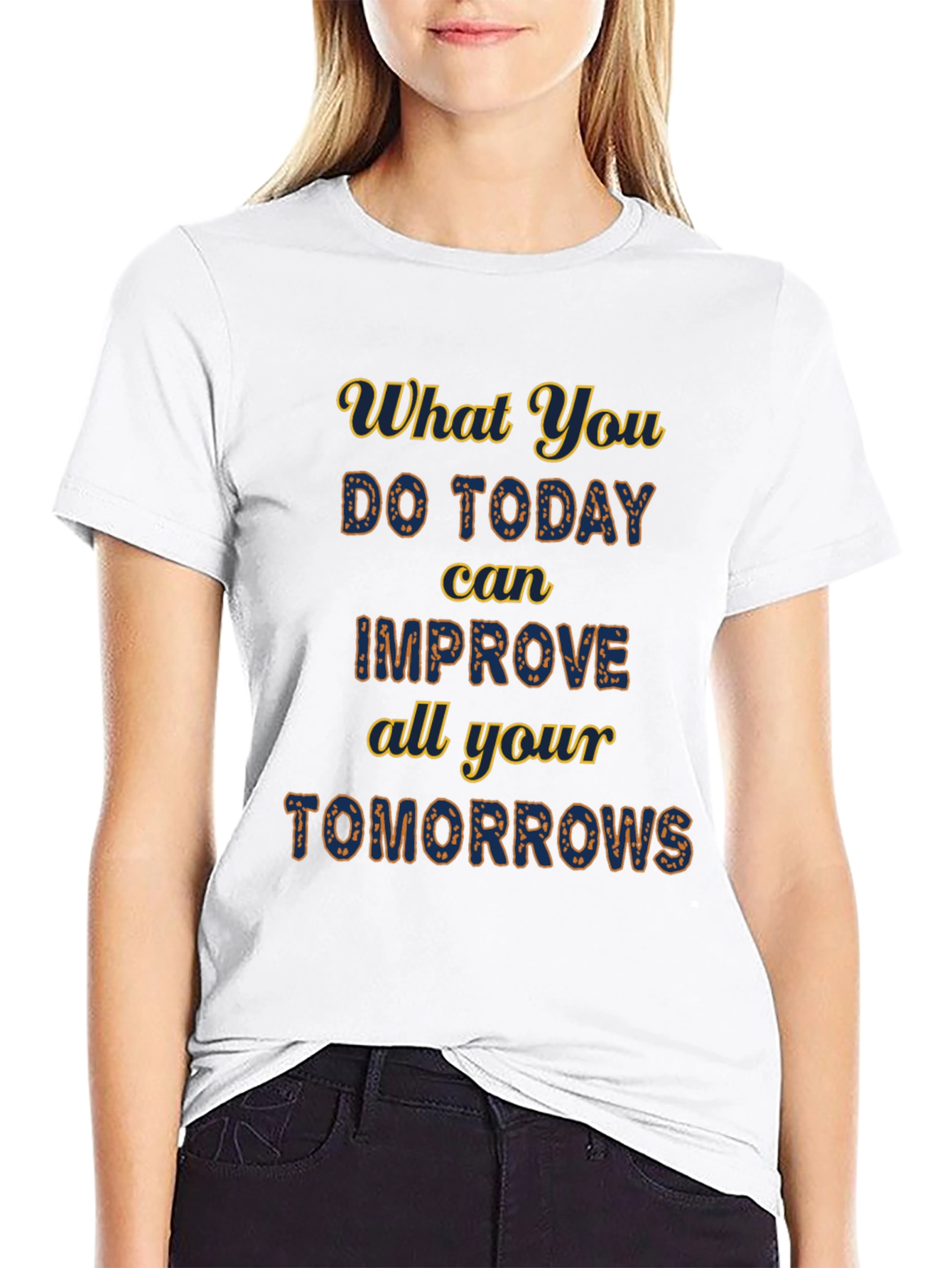 Black Motivational Black T-Shirt - Improve Your Tomorrows! view 9