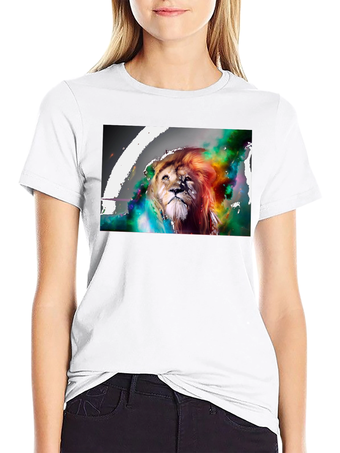 Black Lion Art Graphic Print T-Shirt view 9