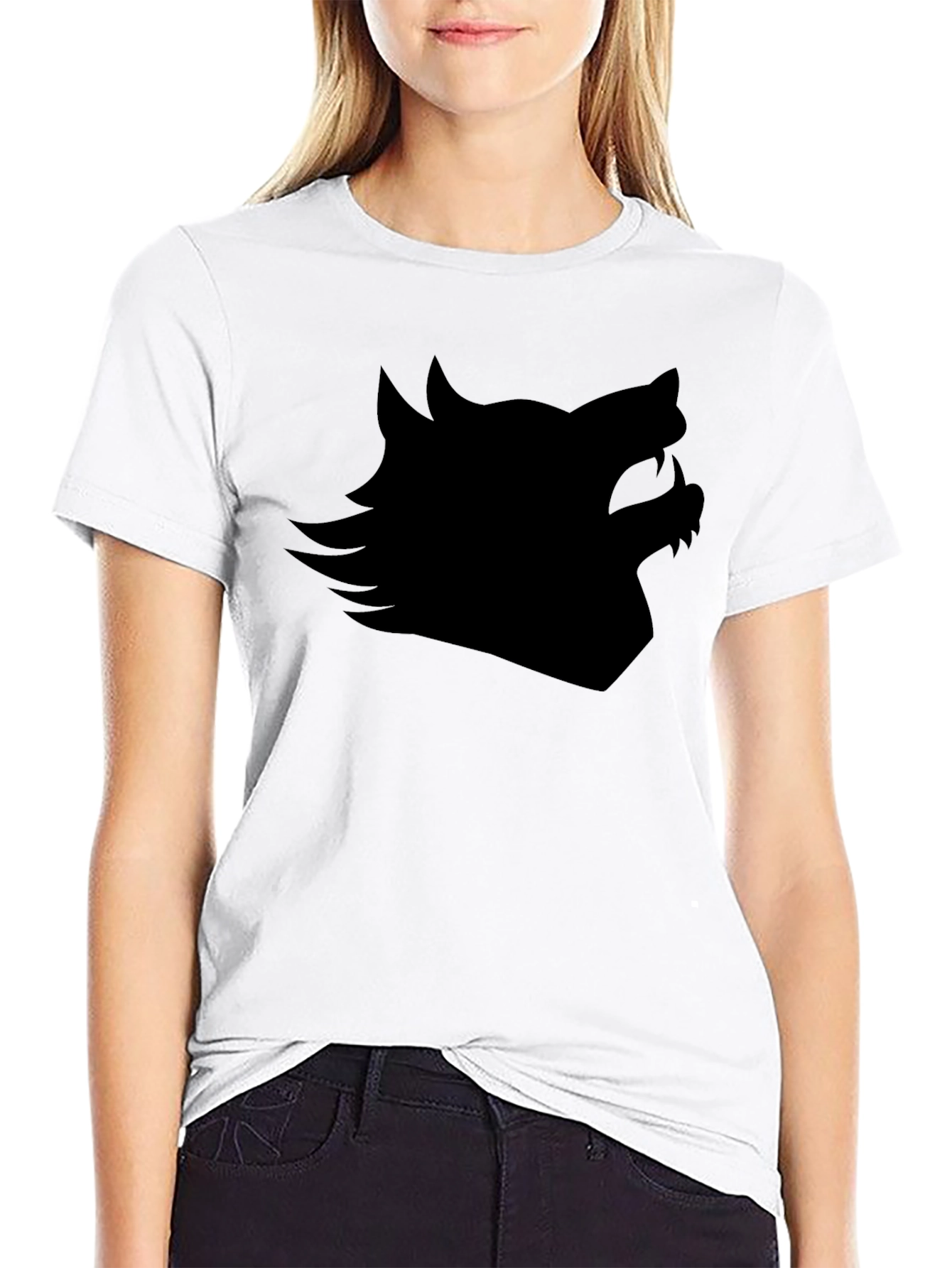 Black Black Wolf Silhouette Graphic Tee view 9