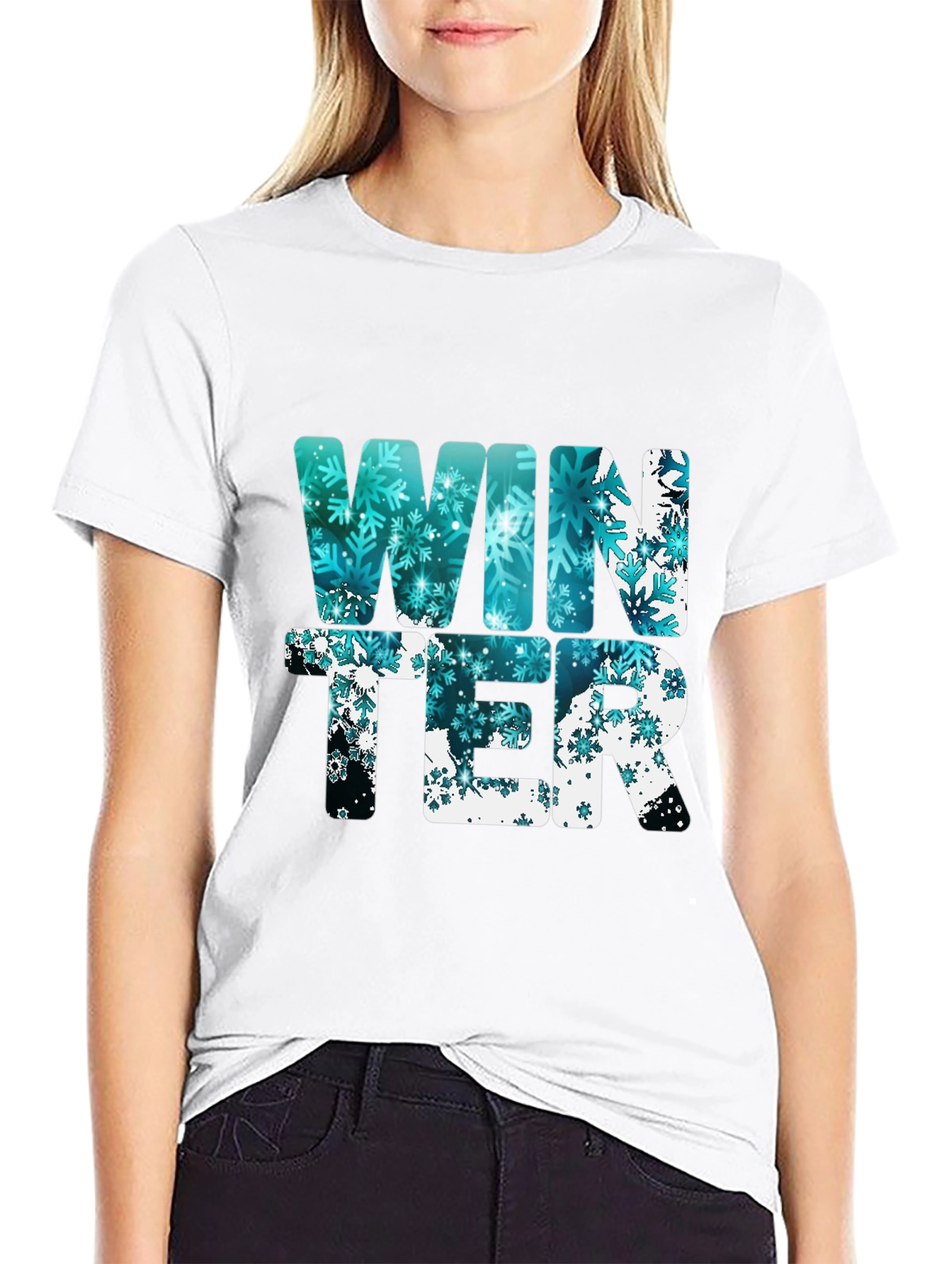 Winter Snowflake Graphic Tee - Black - 9