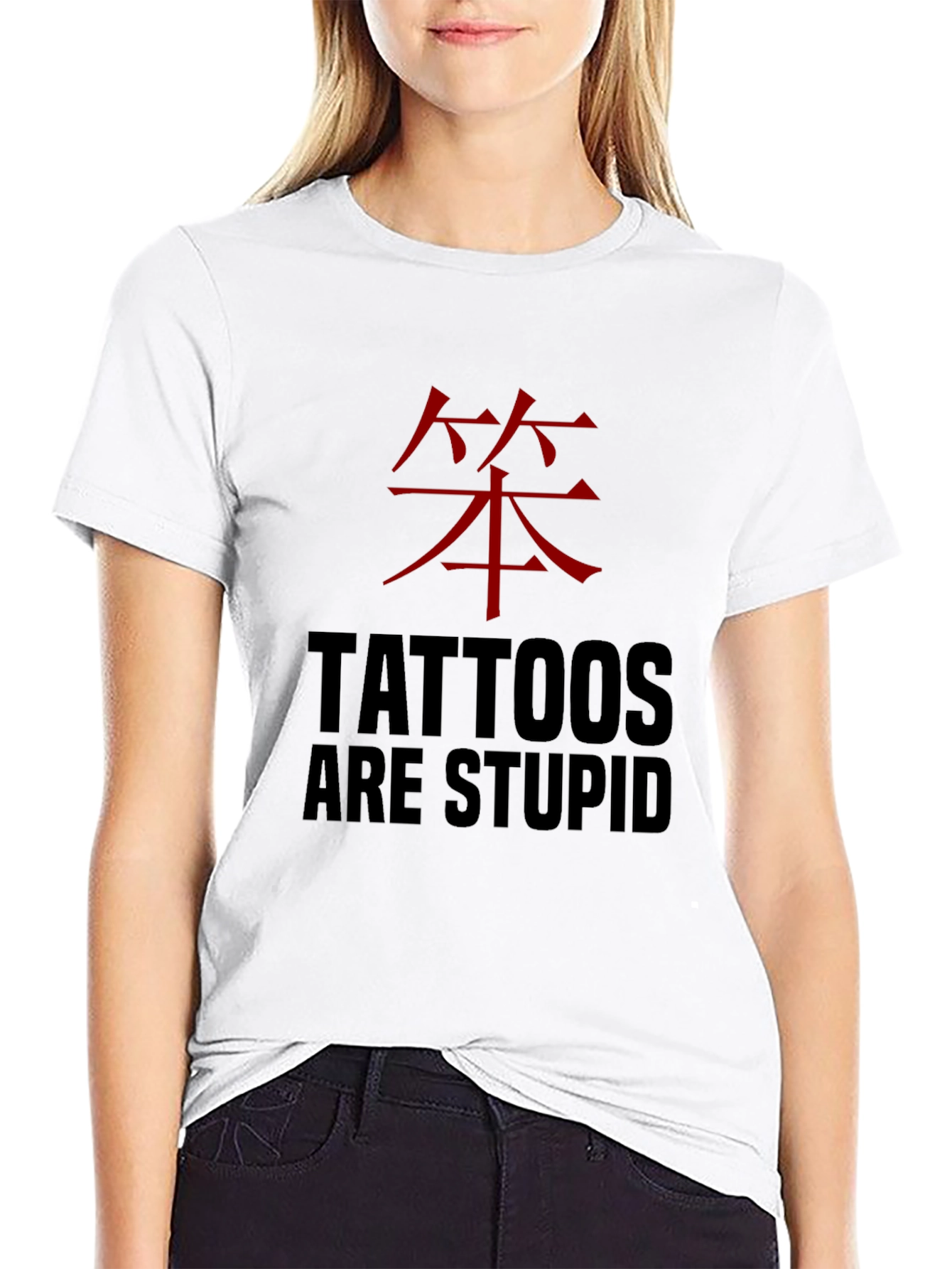 Black Tattoos are Stupid Funny Graphic Tee view 9